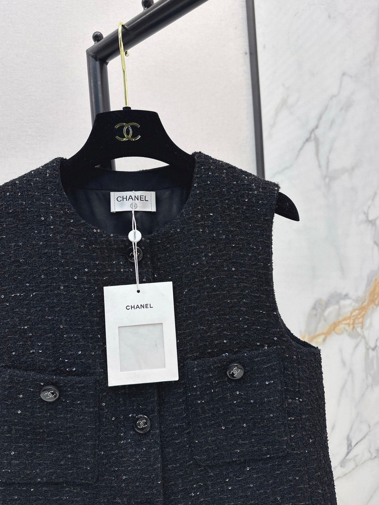 Chan 25ss rhinestone vest