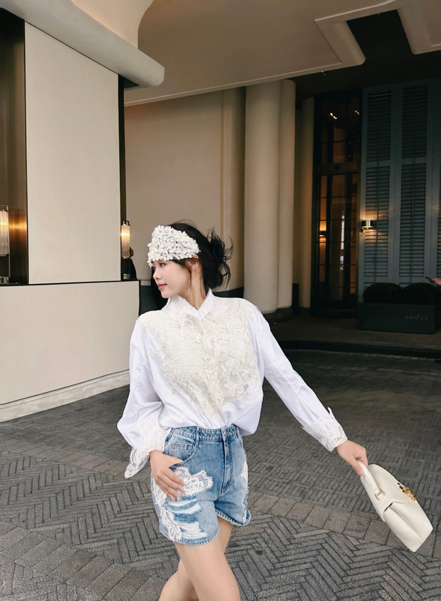 er 25ss lace buttons shirt