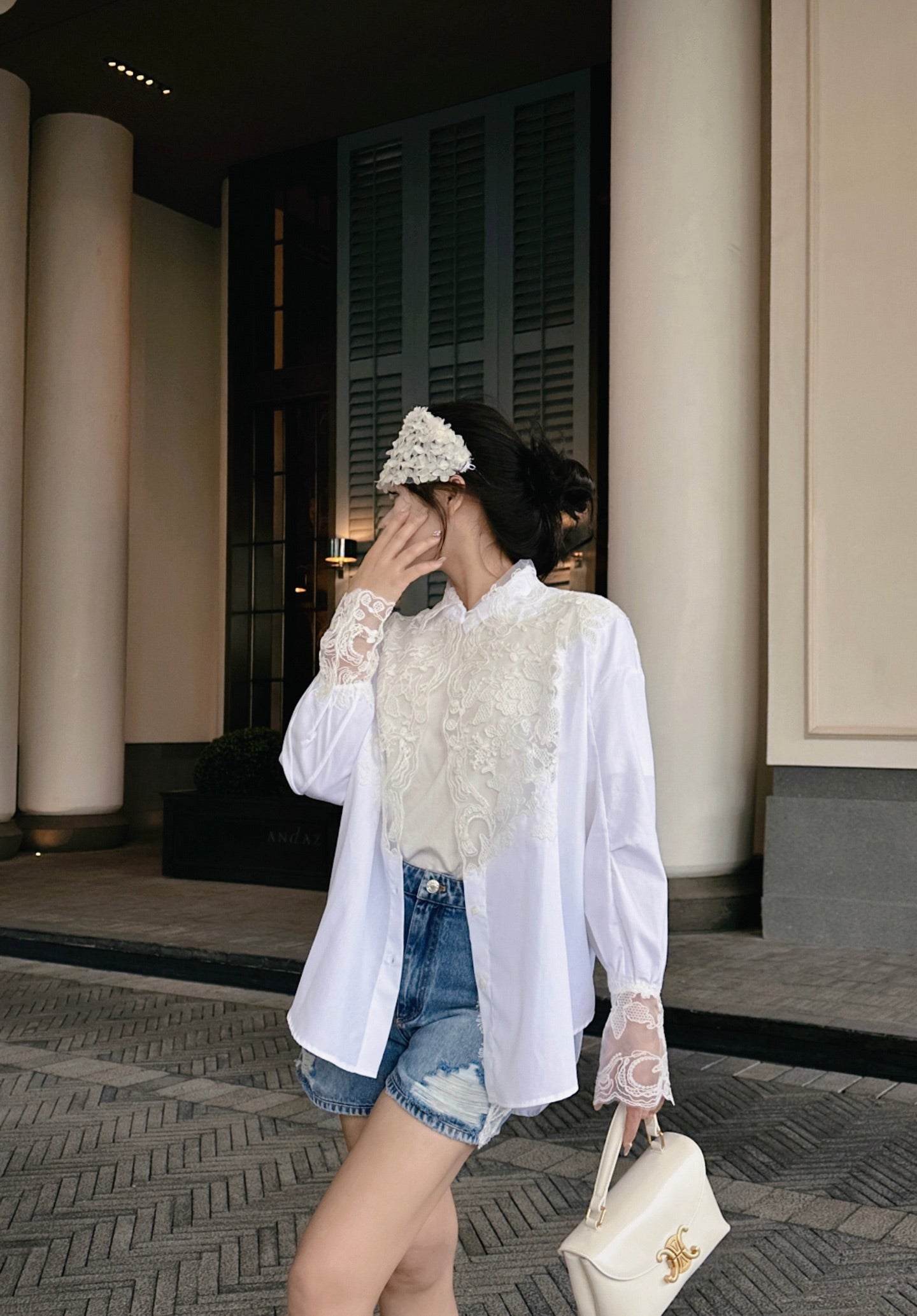 er 25ss lace buttons shirt