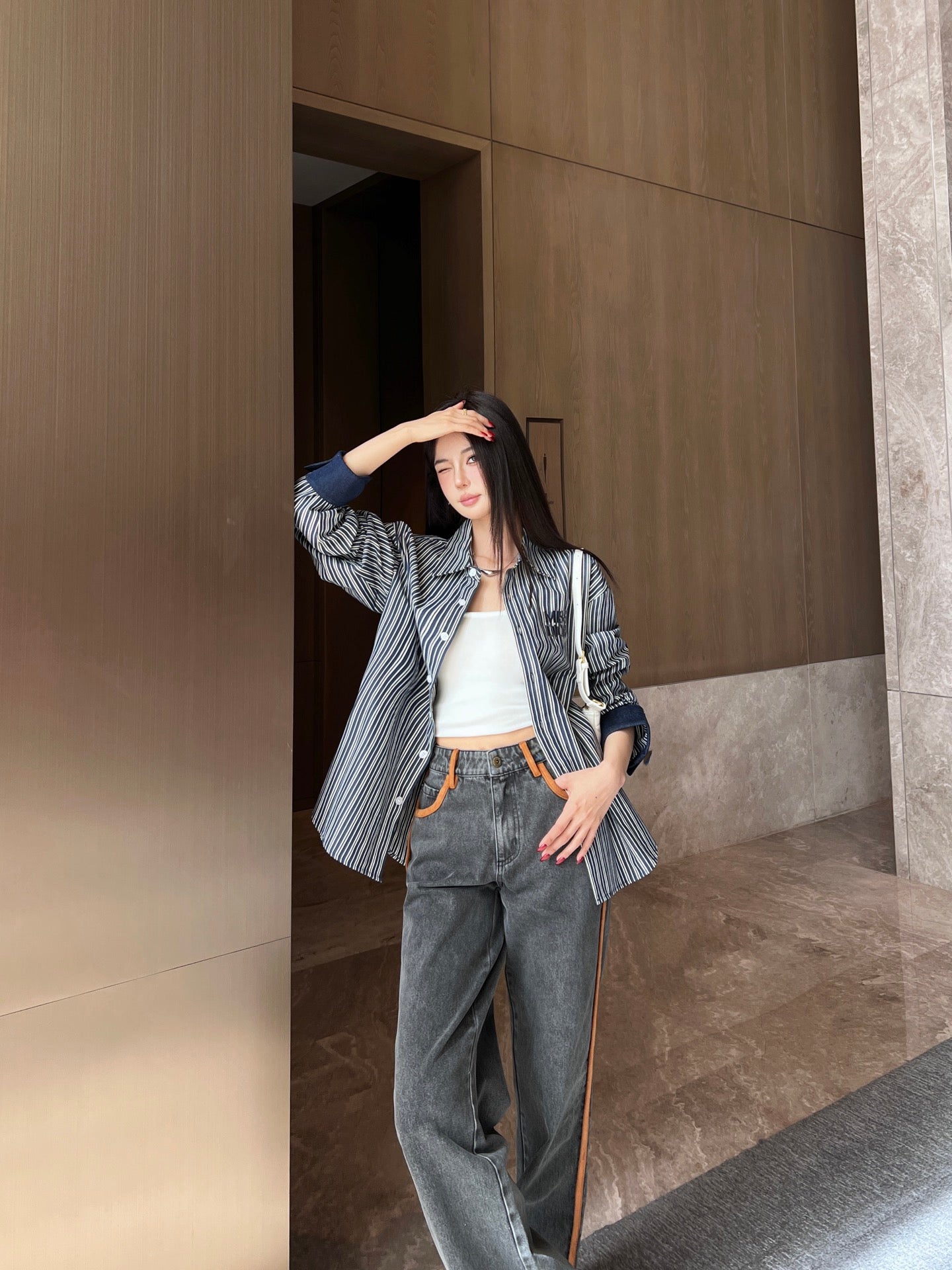 Miu 25ss embroidered jeans