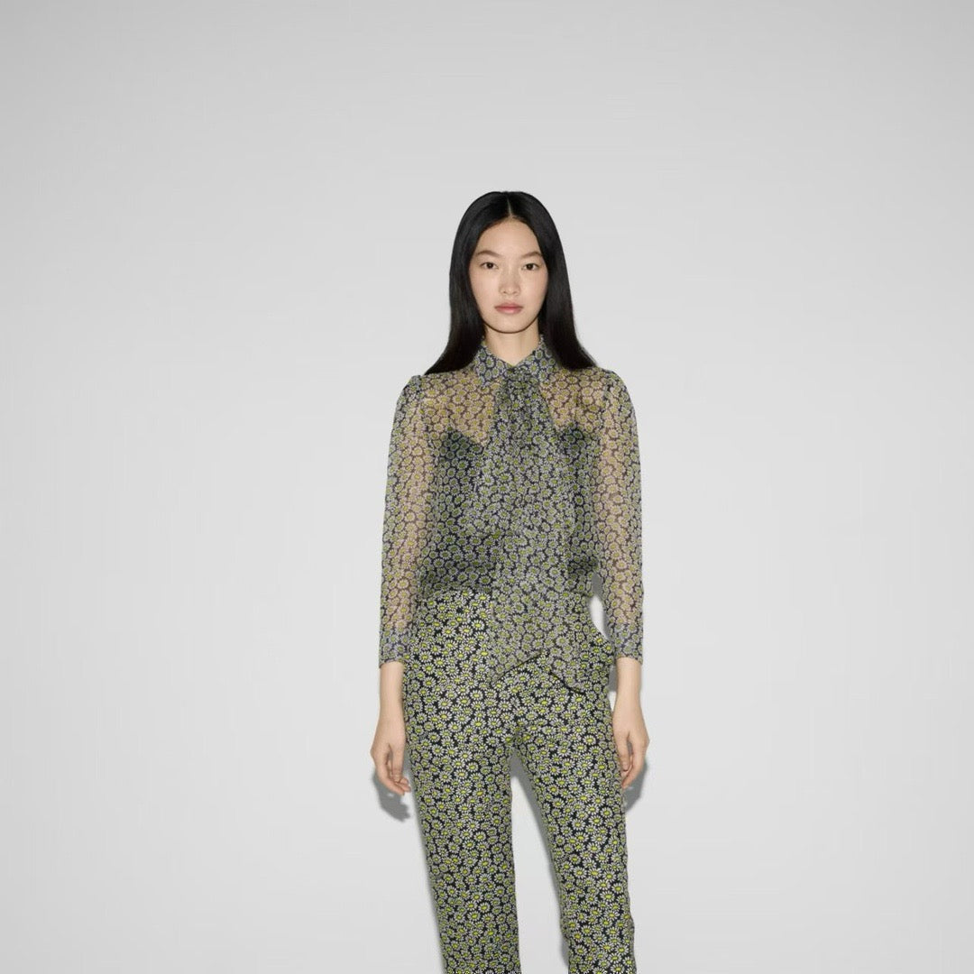 guc 25ss Silk printed shirt