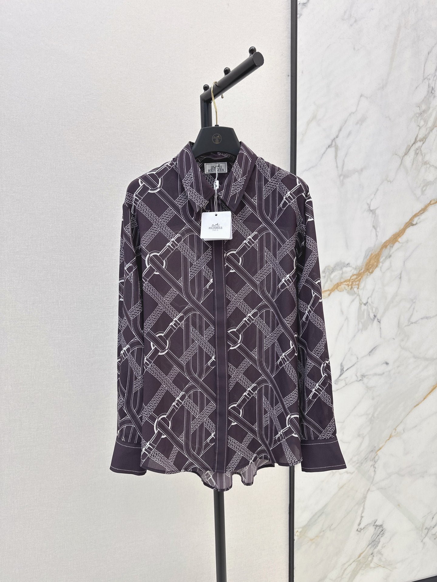 Herm 25ss Silk printed shirt