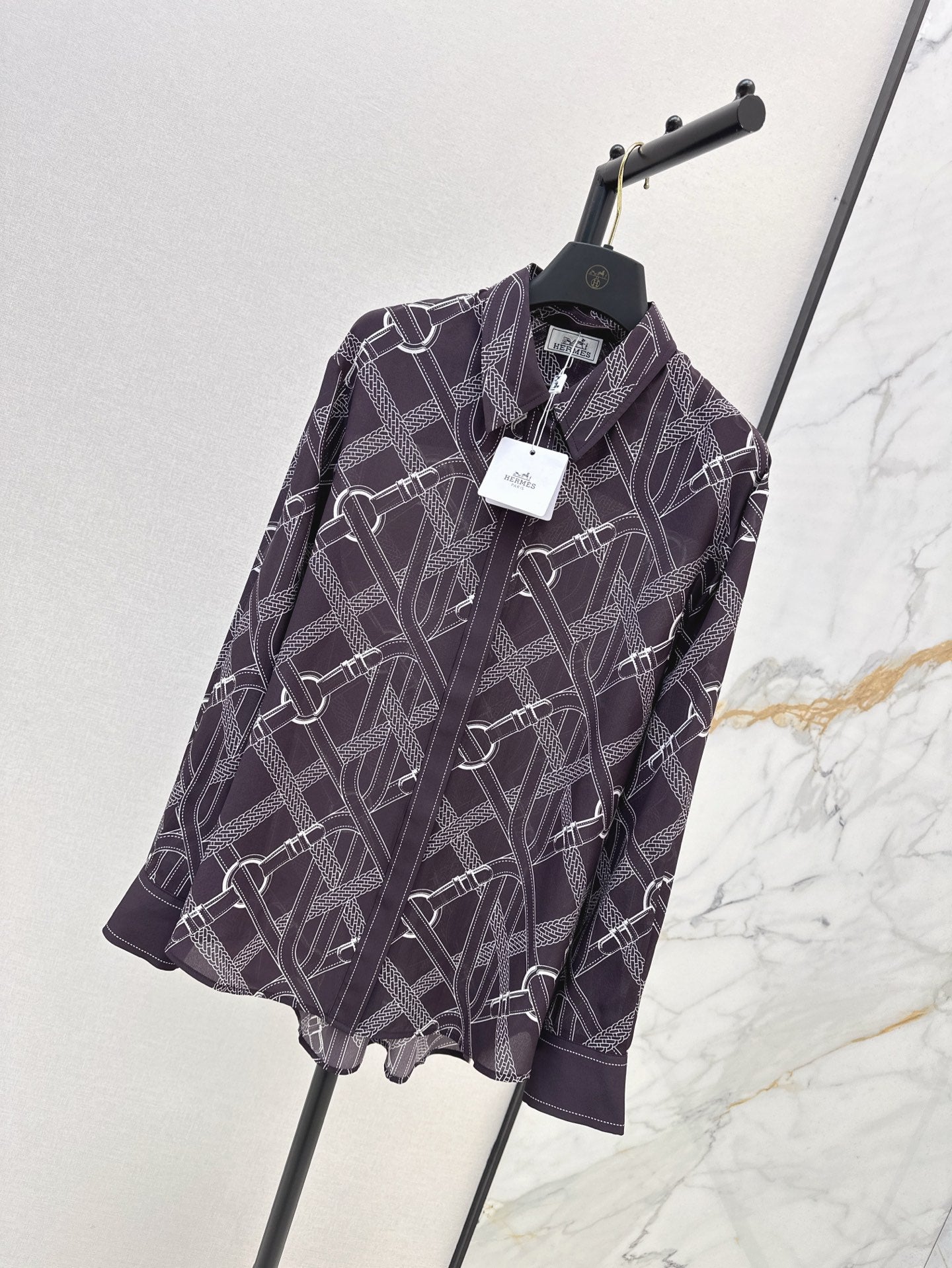 Herm 25ss Silk printed shirt