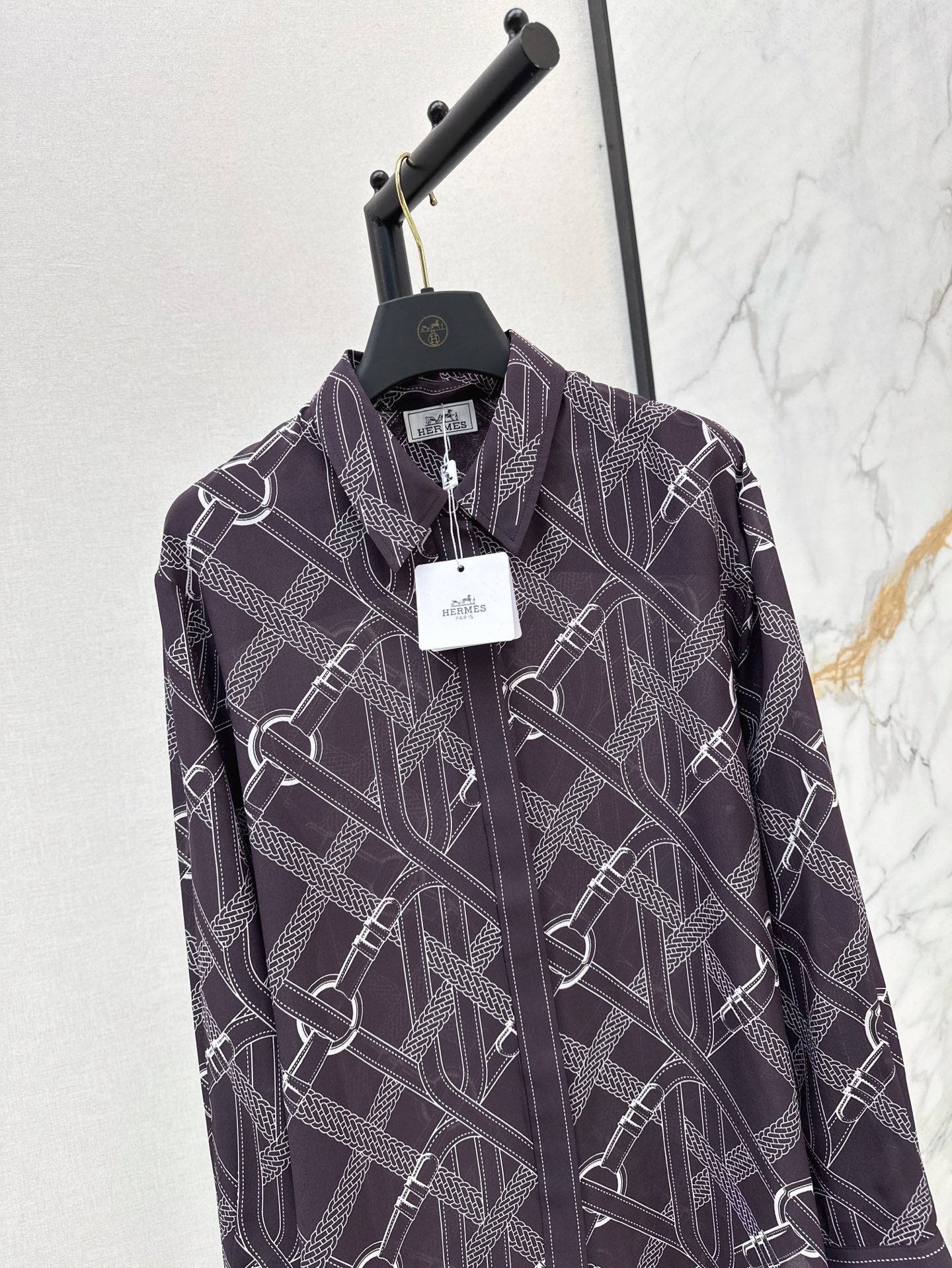 Herm 25ss Silk printed shirt