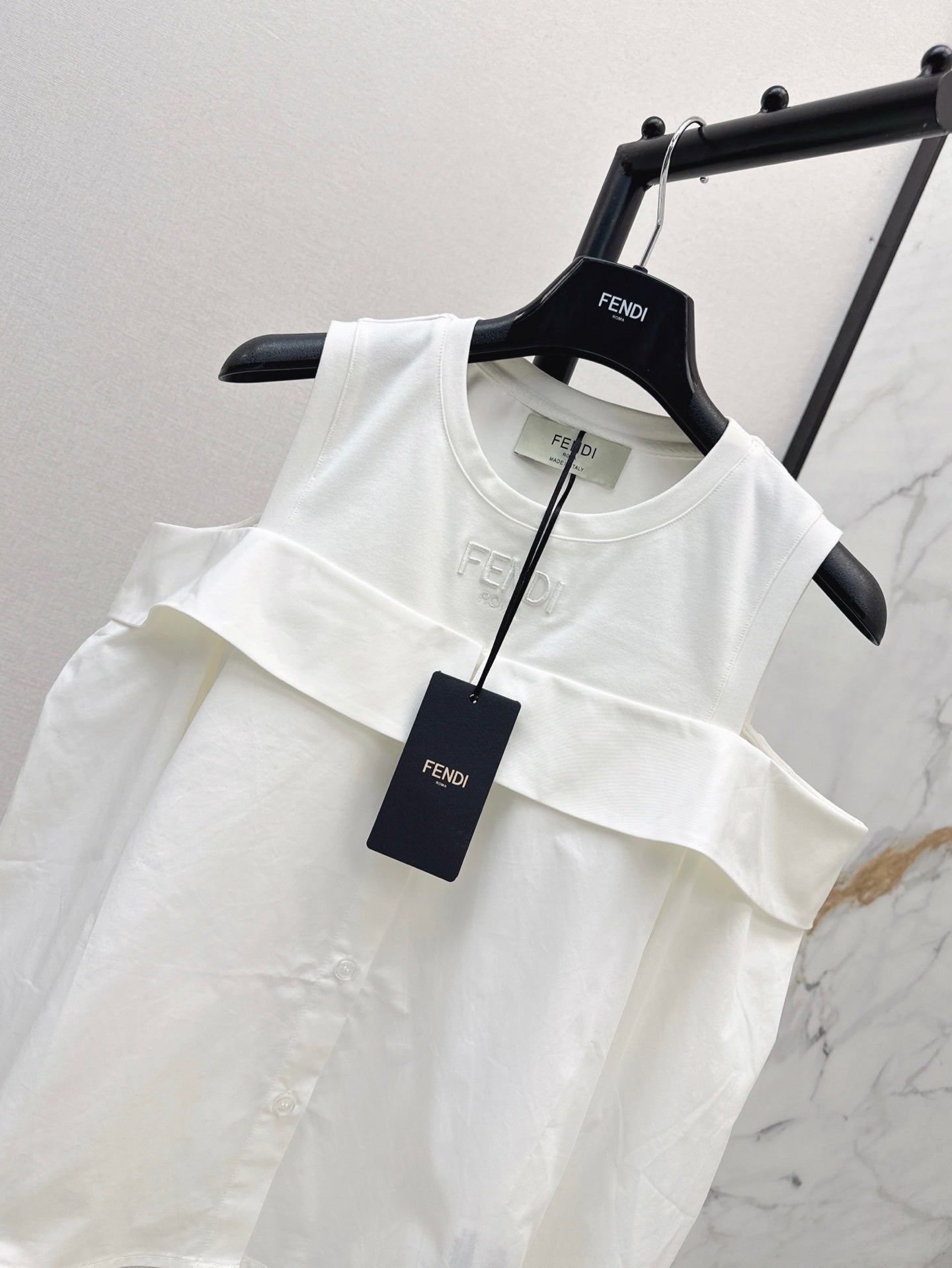 Fend 25ss paneled sleeve shirt