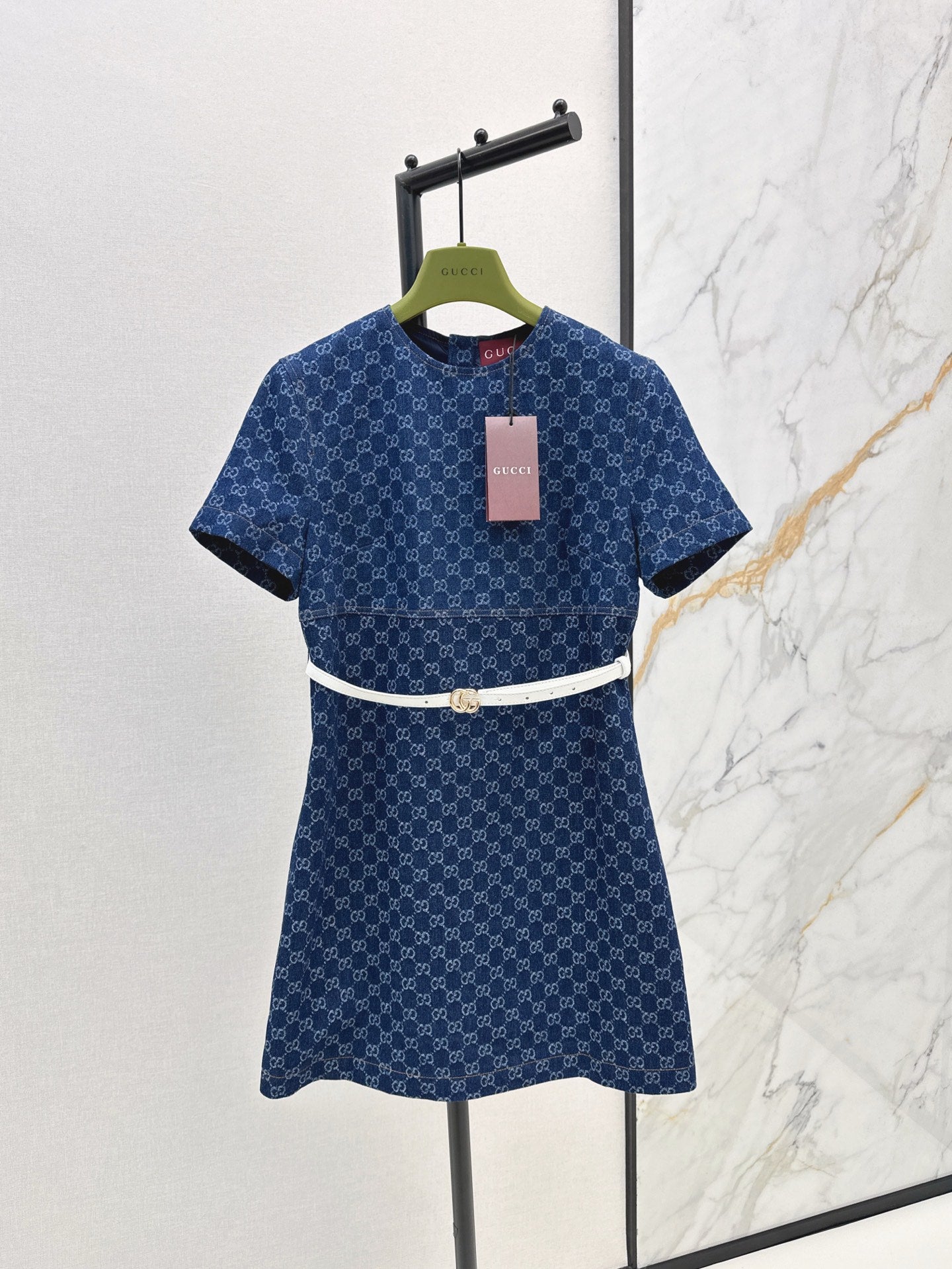 Guc 25ss denim jacquard dress
