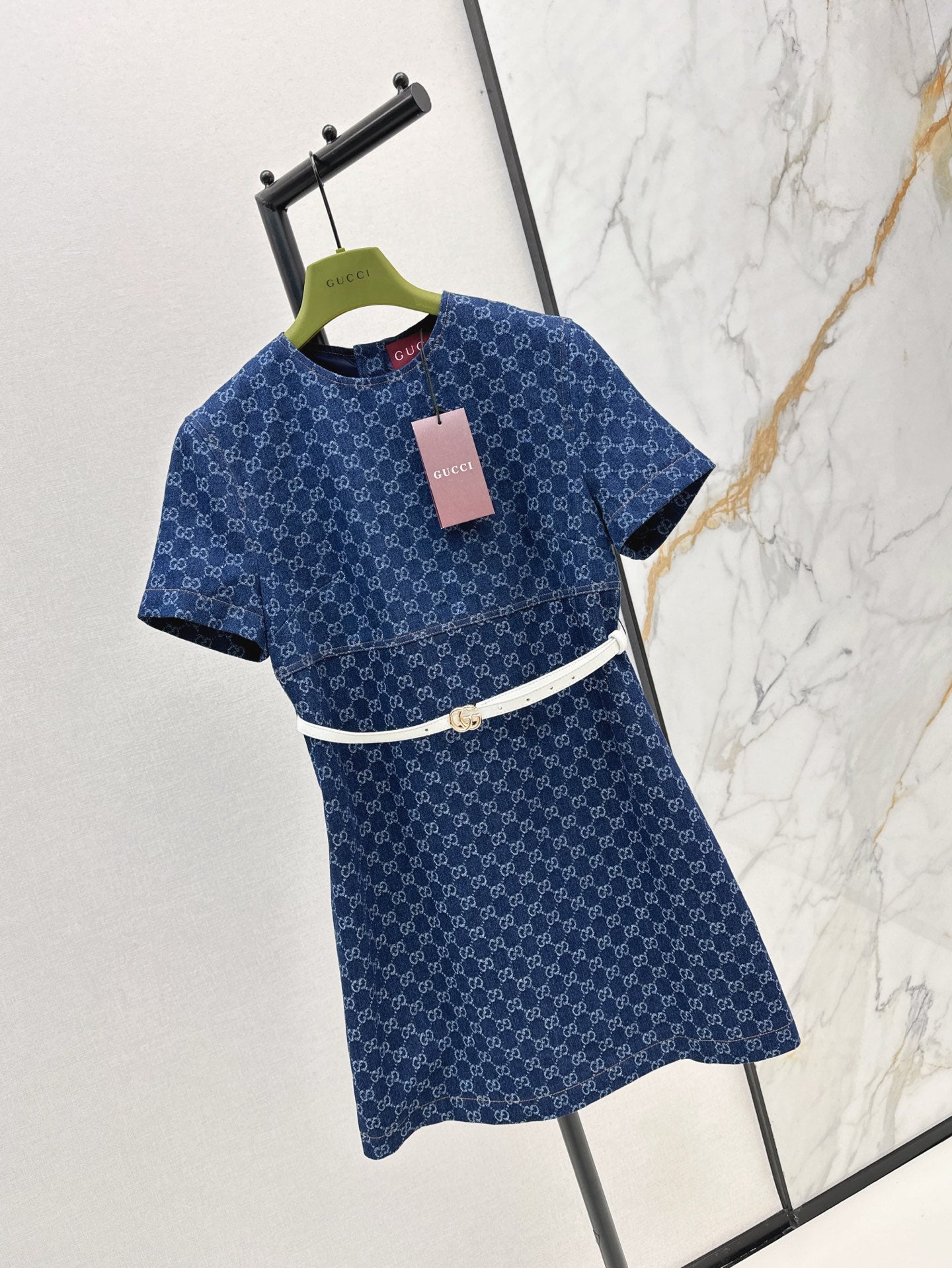 Guc 25ss denim jacquard dress