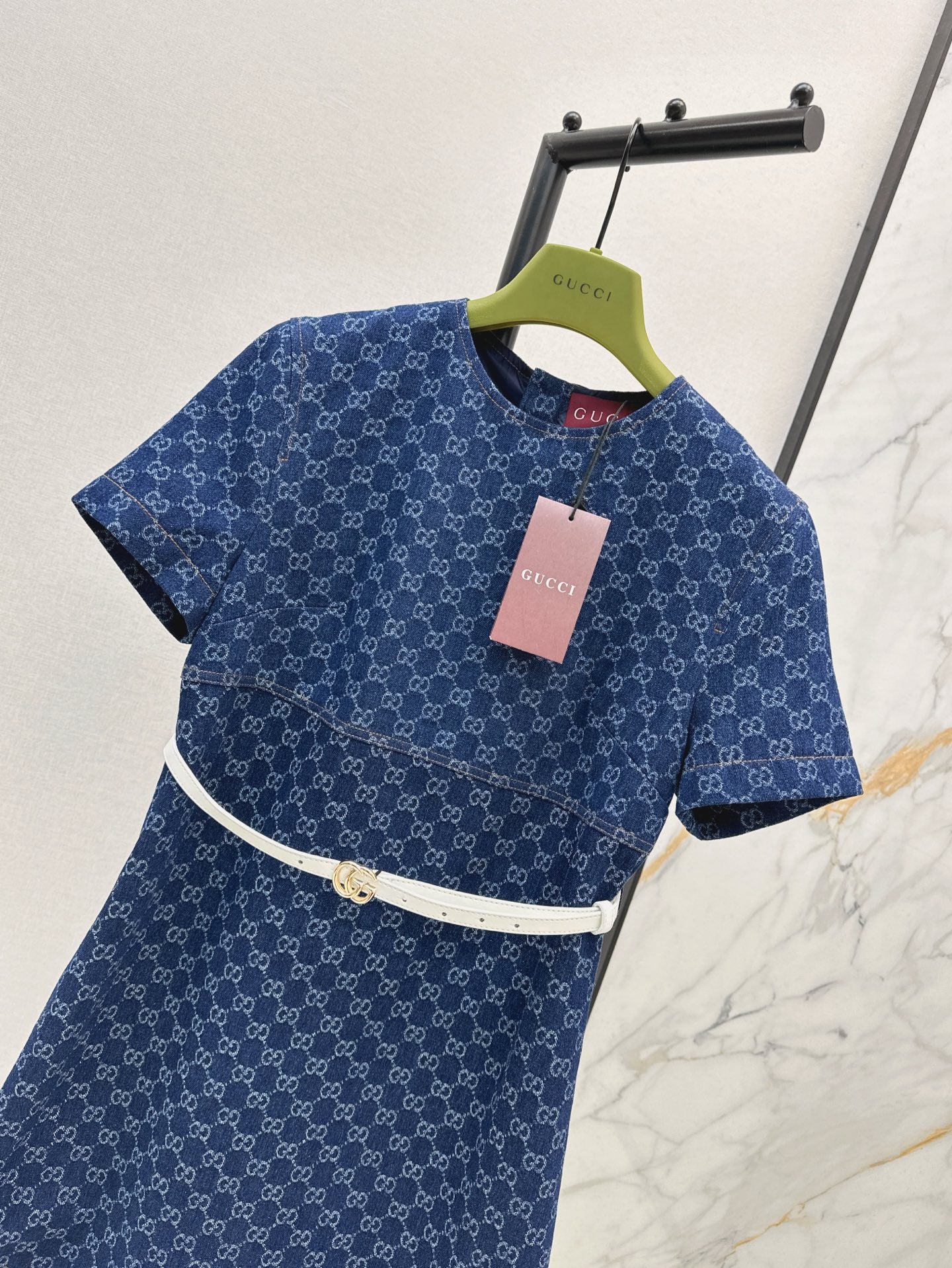 Guc 25ss denim jacquard dress