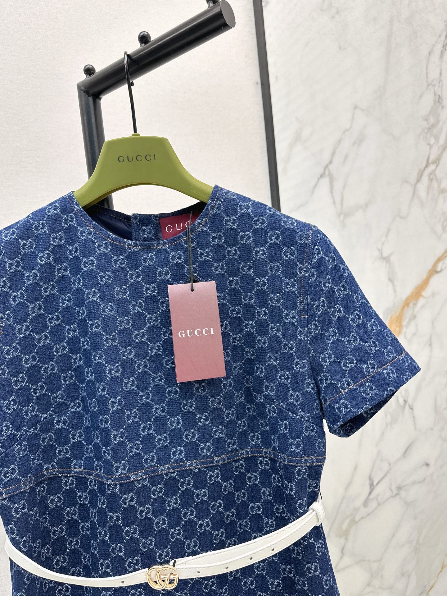 Guc 25ss denim jacquard dress