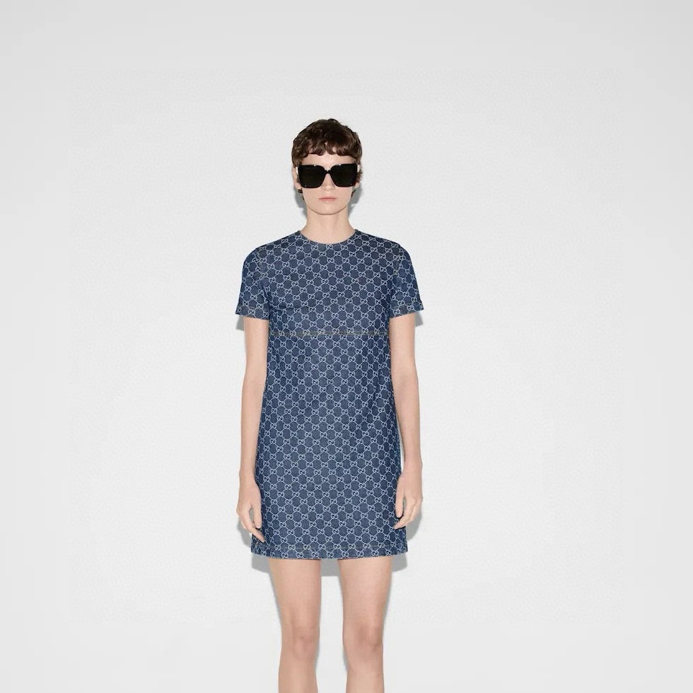 Guc 25ss denim jacquard dress