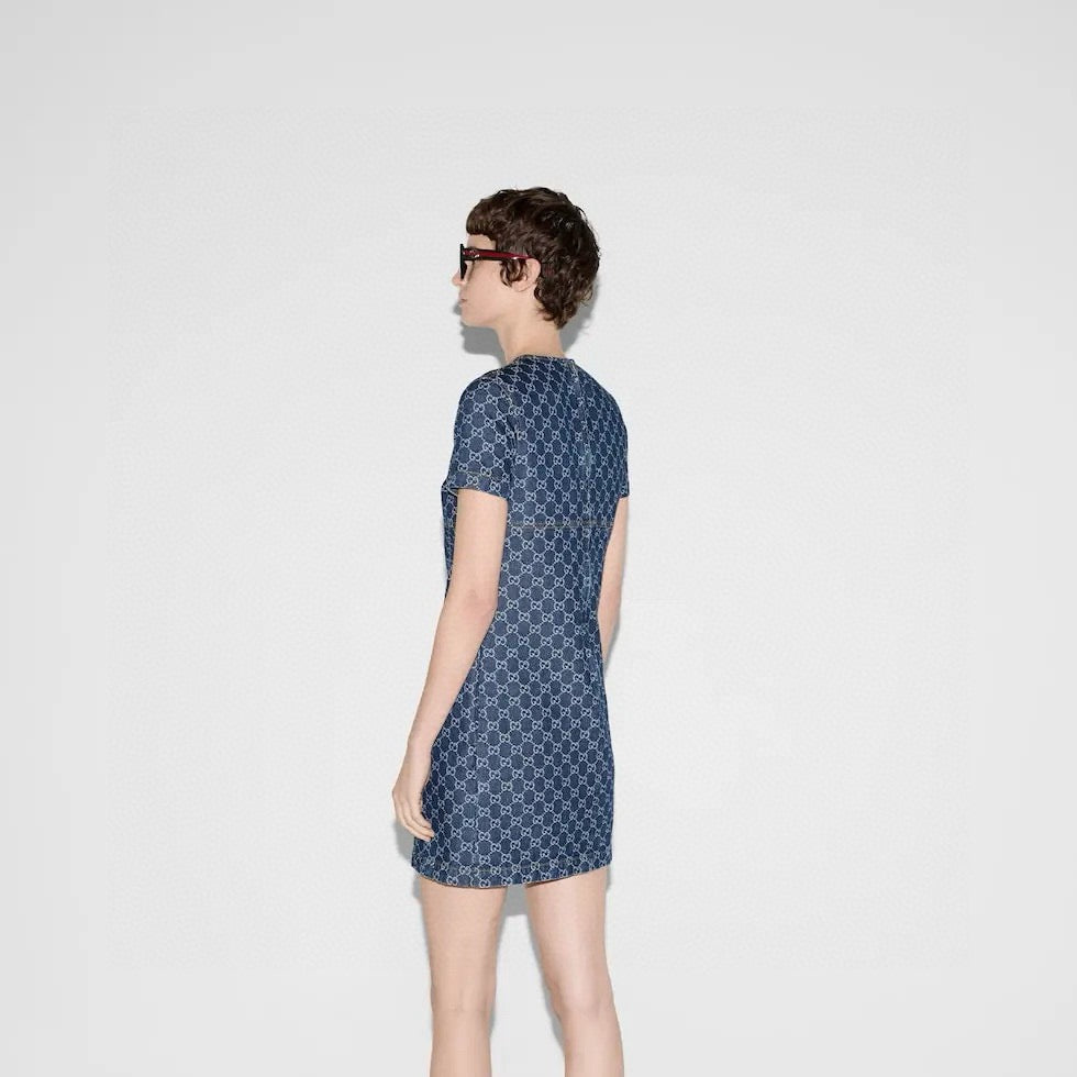 Guc 25ss denim jacquard dress