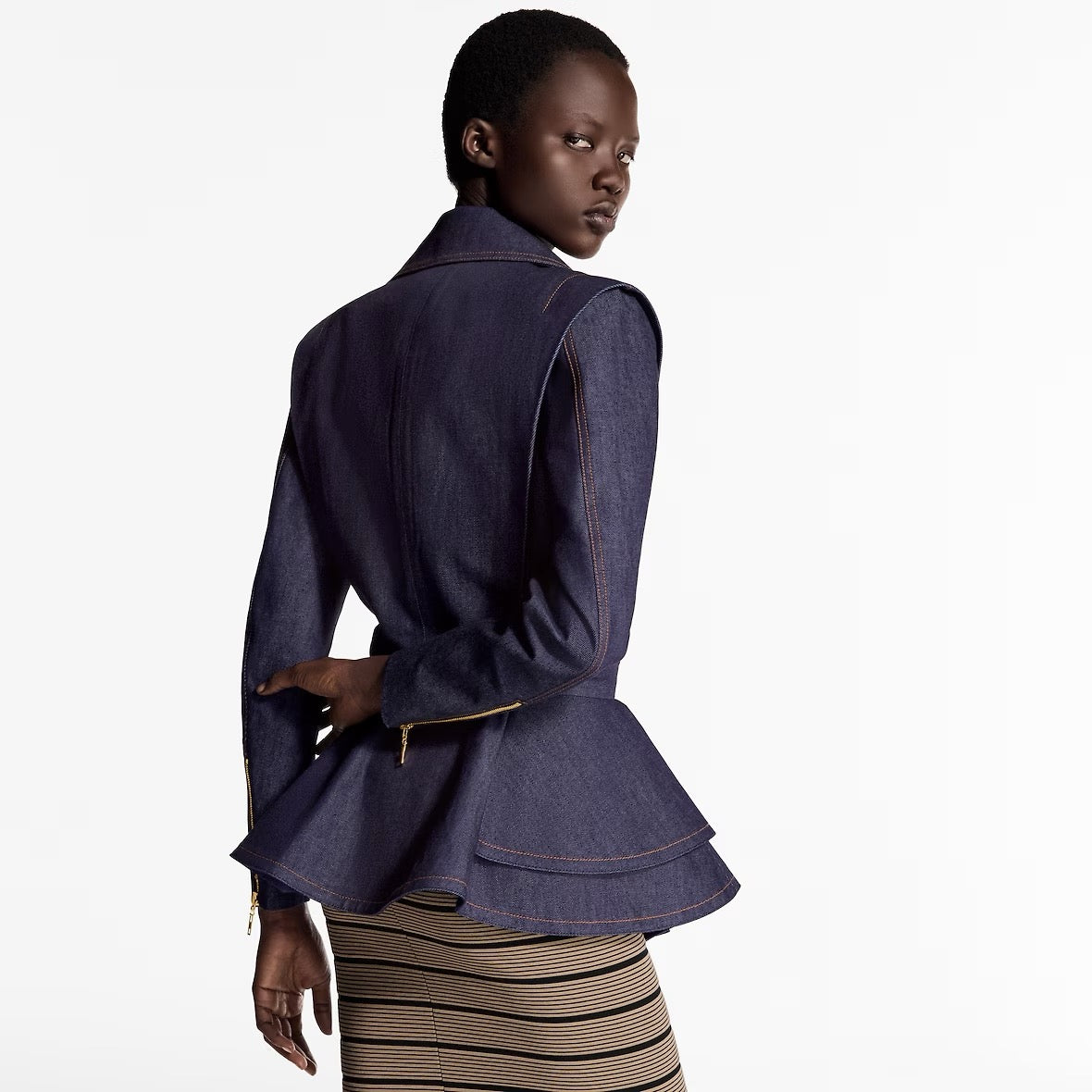 Louis 25ss denim ruffle jacket