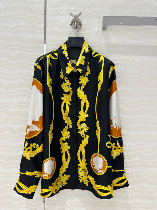 Ve 25ss printed silk shirt