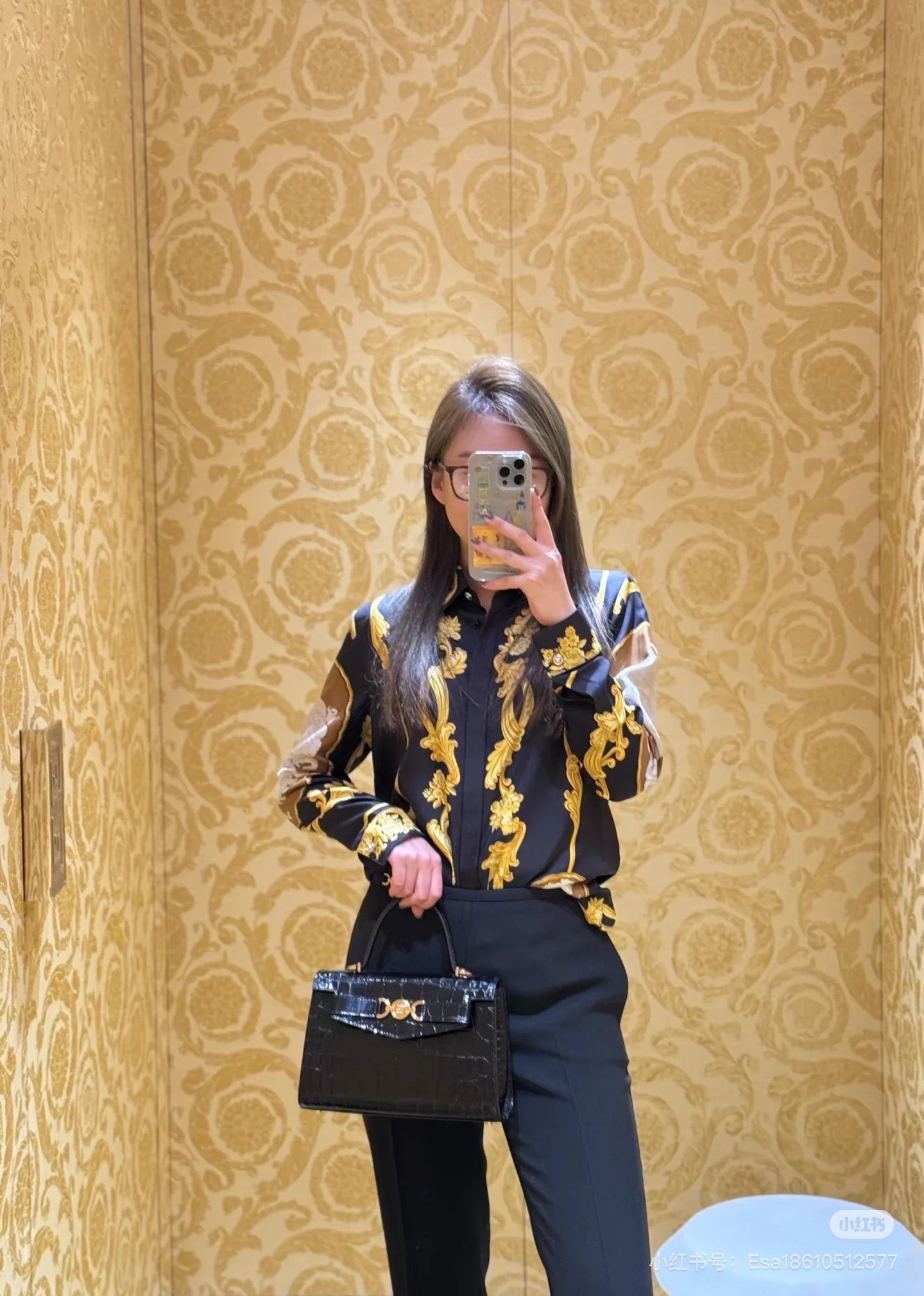 Venu 25ss printed silk shirt