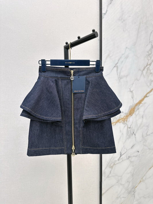 L 25ss ruffle denim skirt