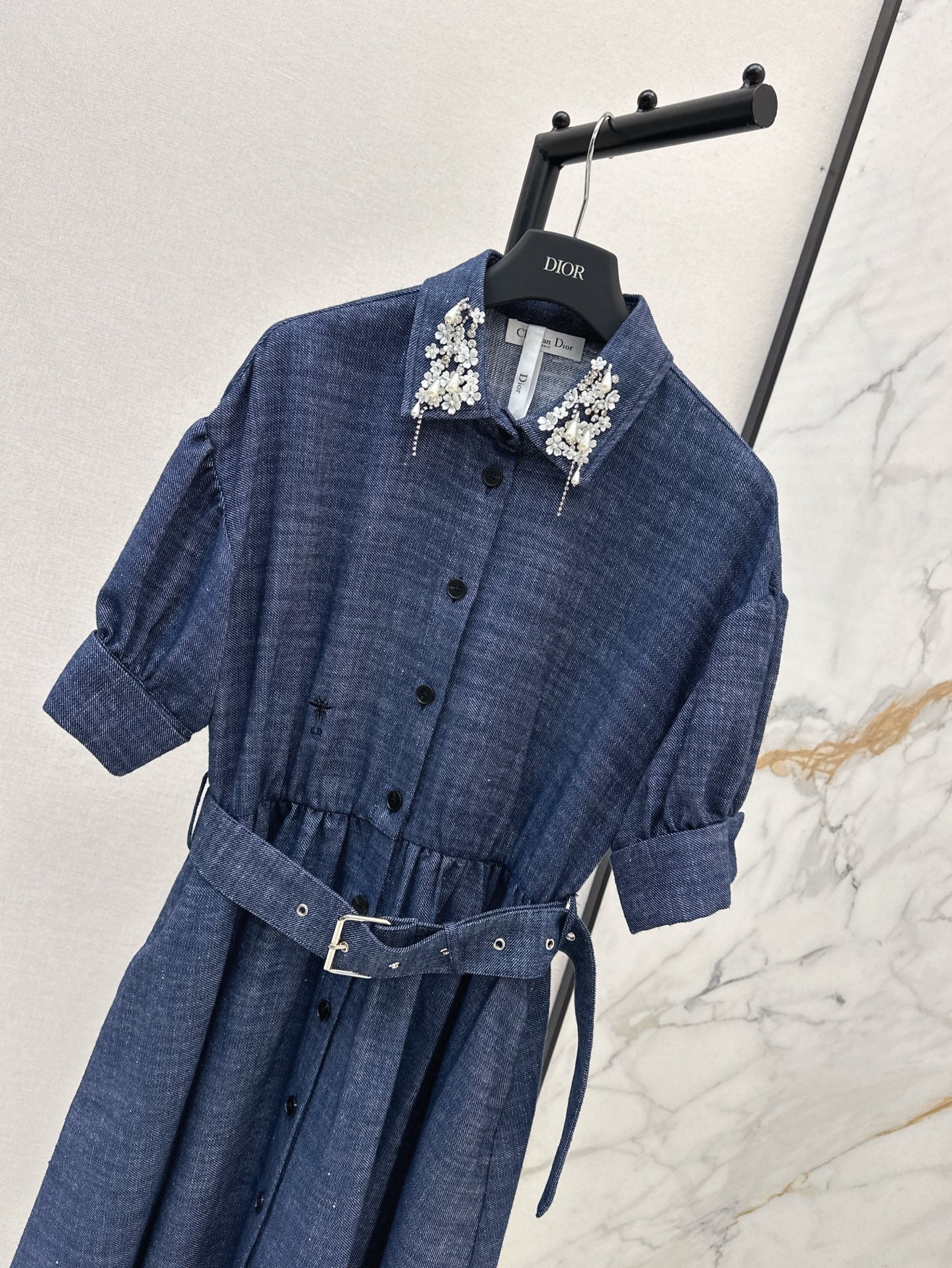 Louis 25ss beaded shirt dress