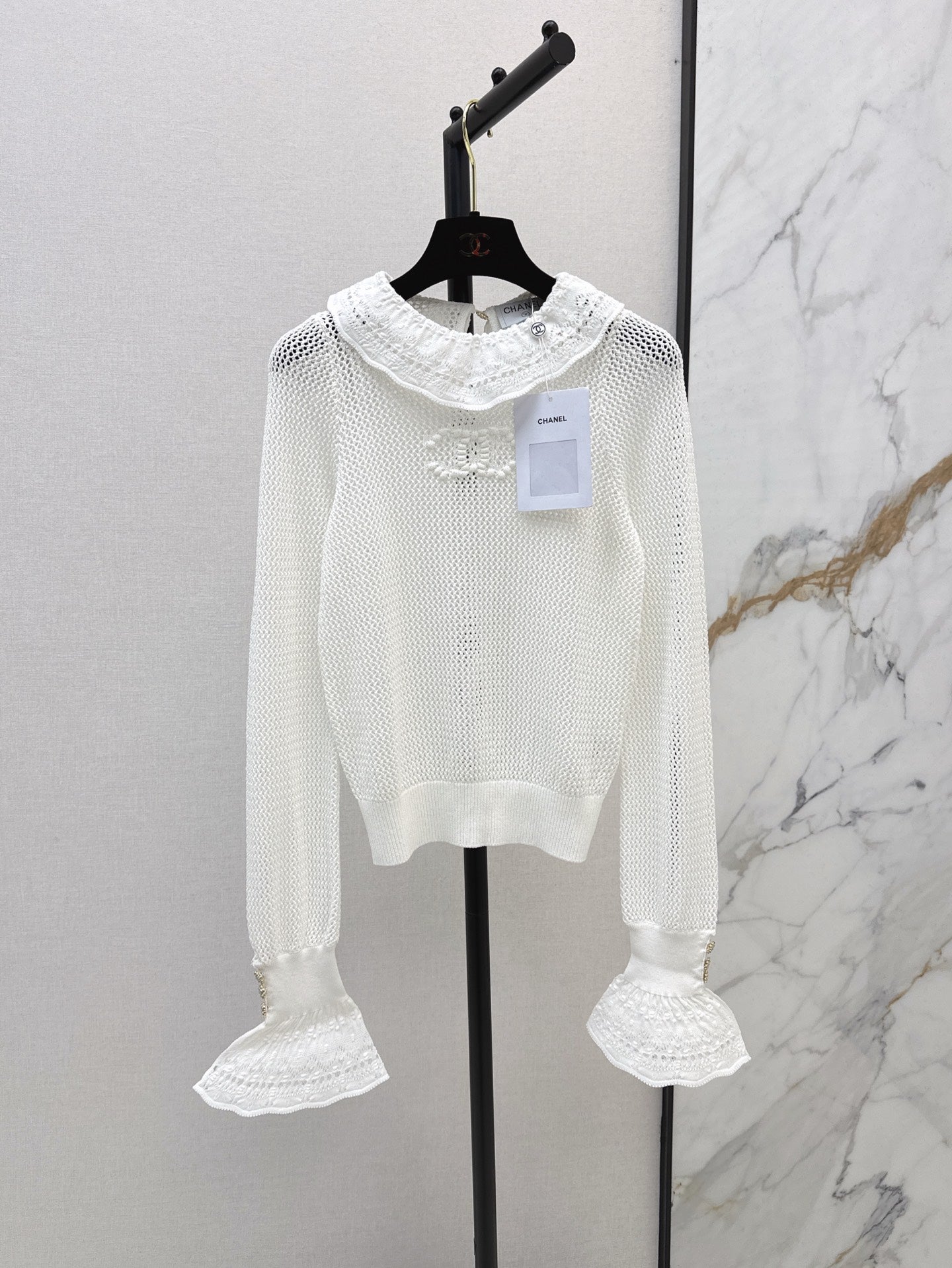 chan 25ss knitted ruffle sweater