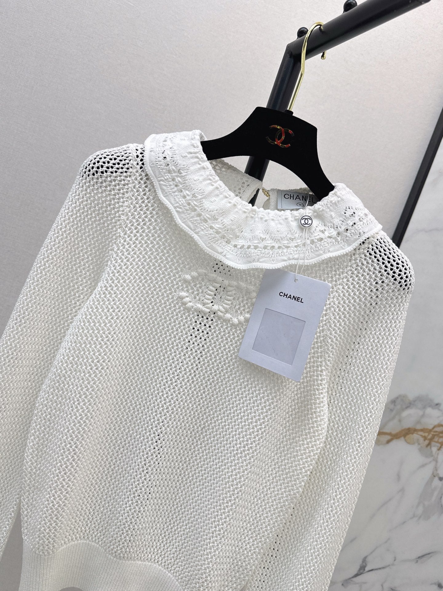 chan 25ss knitted ruffle sweater