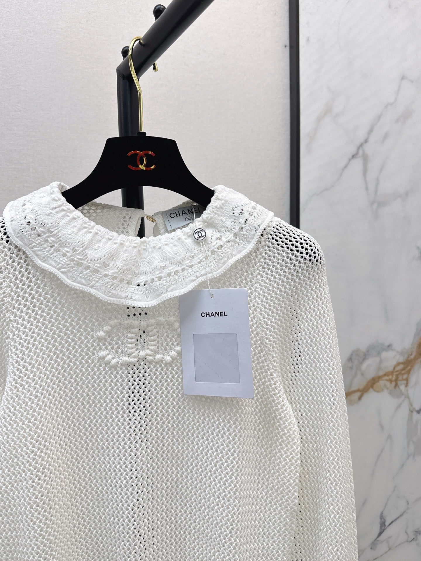 chan 25ss knitted ruffle sweater