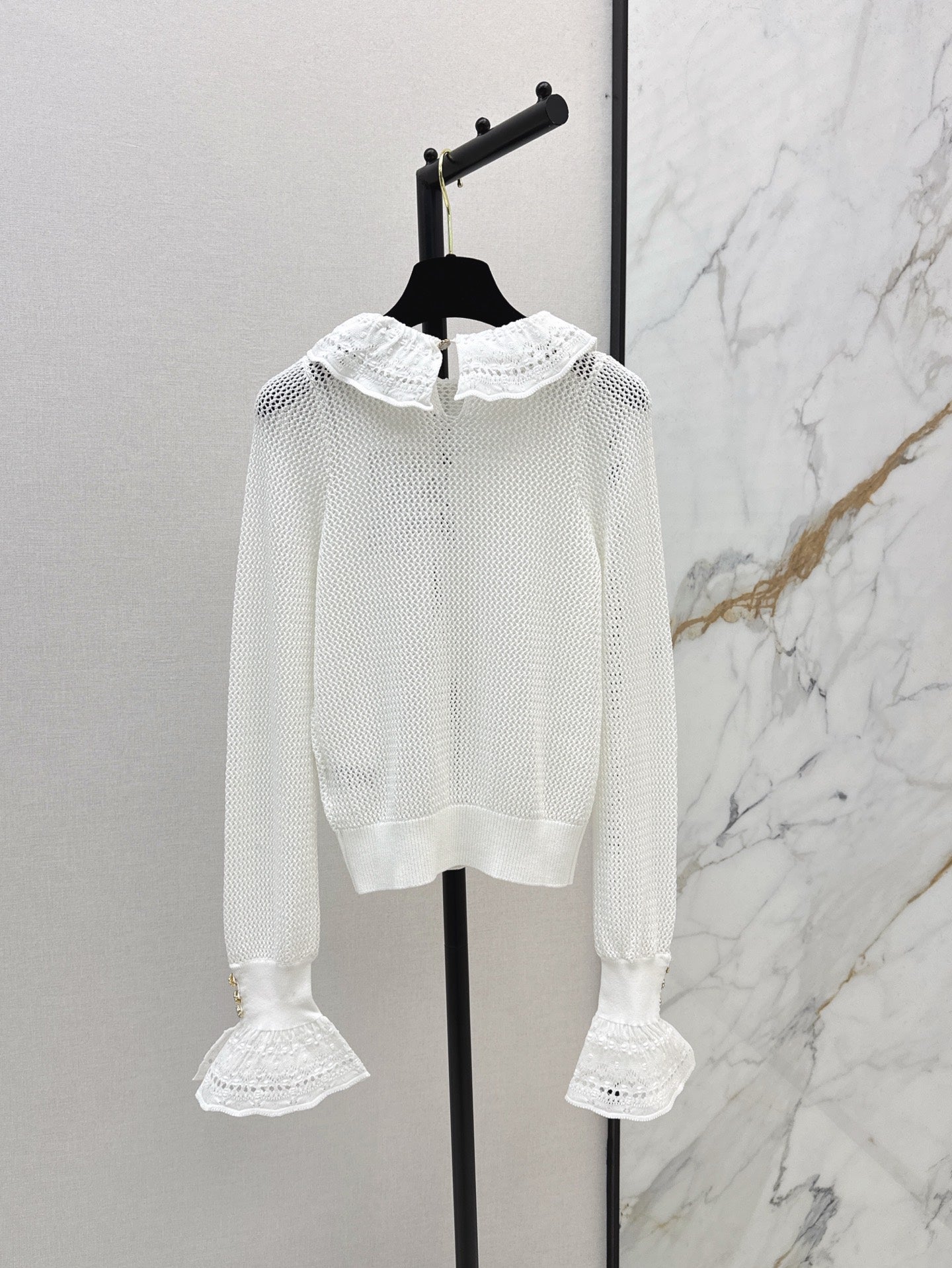 chan 25ss knitted ruffle sweater