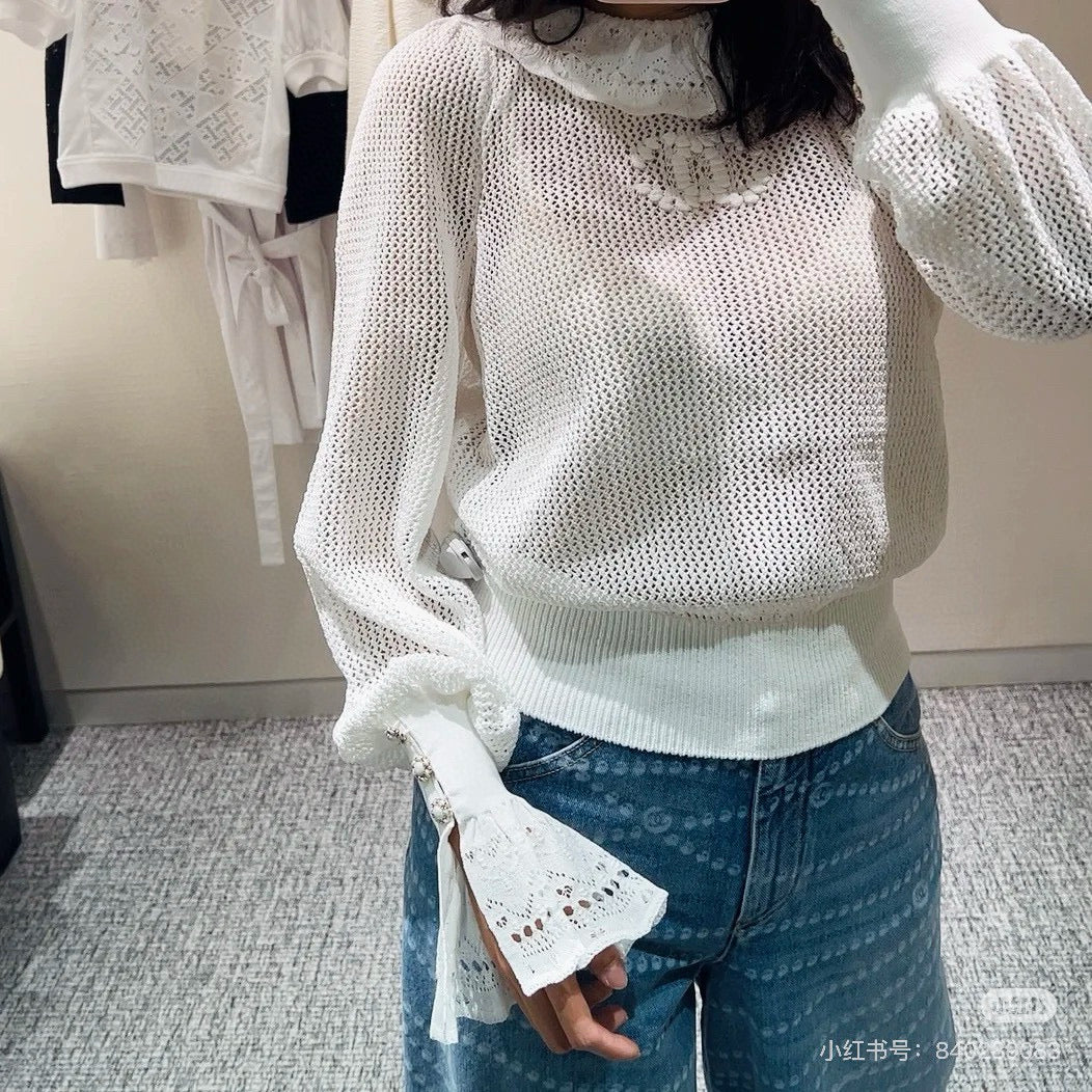 chan 25ss knitted ruffle sweater
