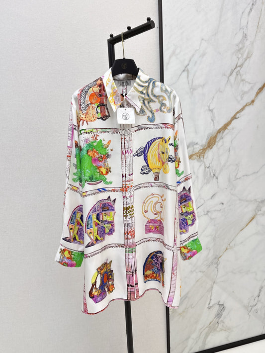 H 25ss silk shirt dress