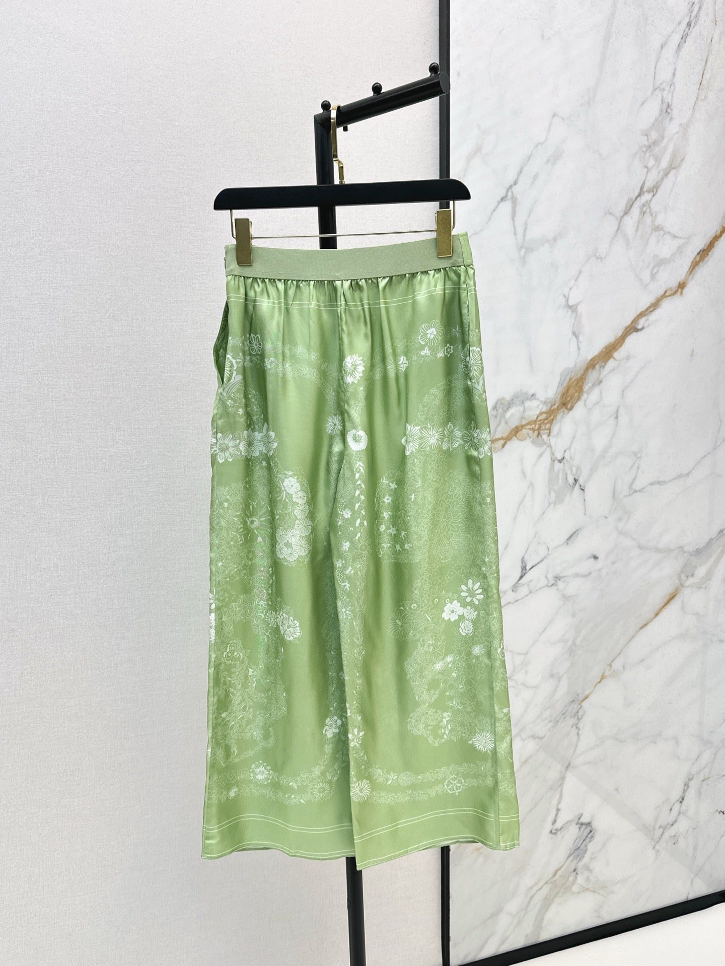 Herm 25ss silk wide-leg pants