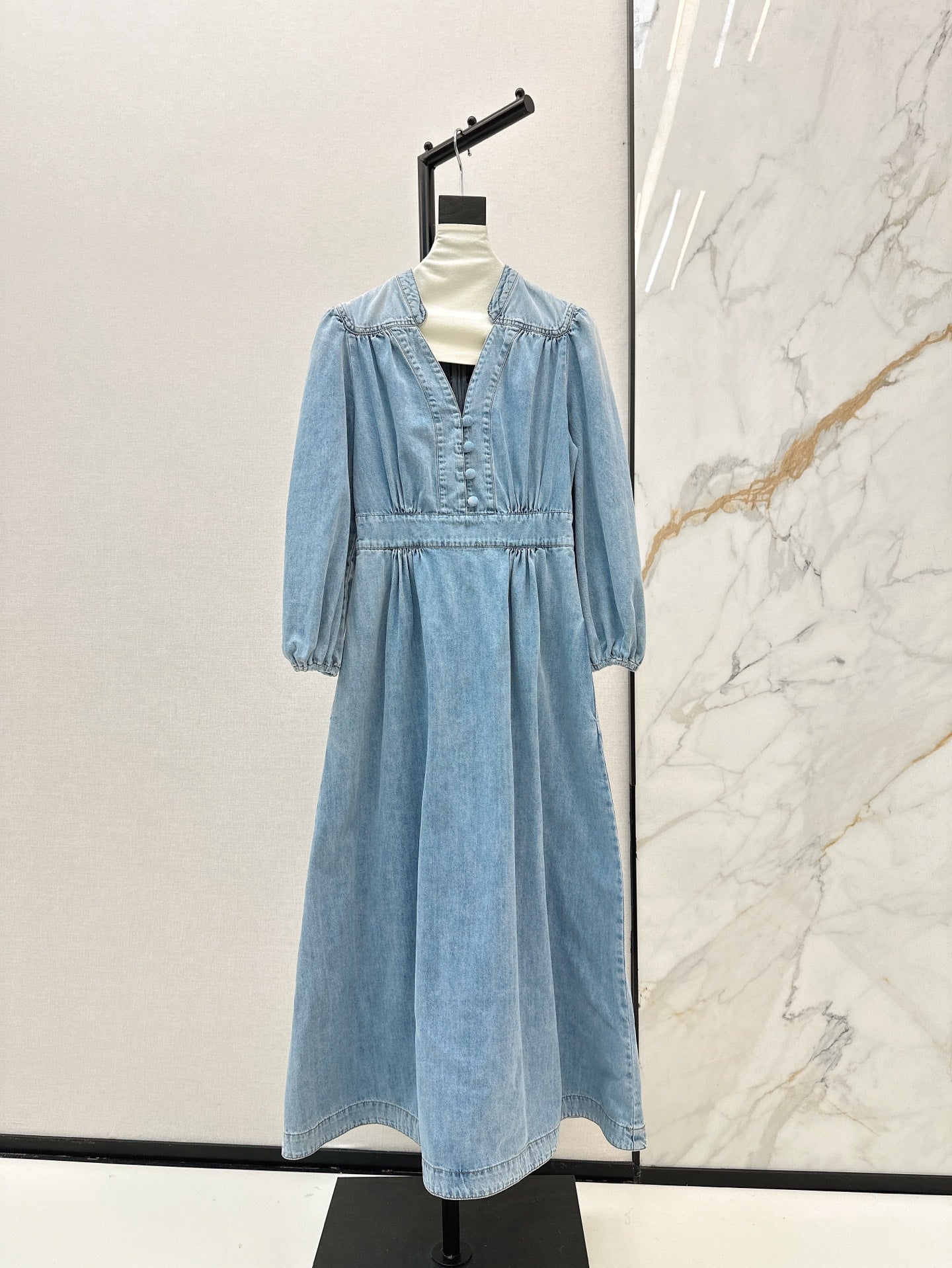 Zimm 25ss V neck denim dress