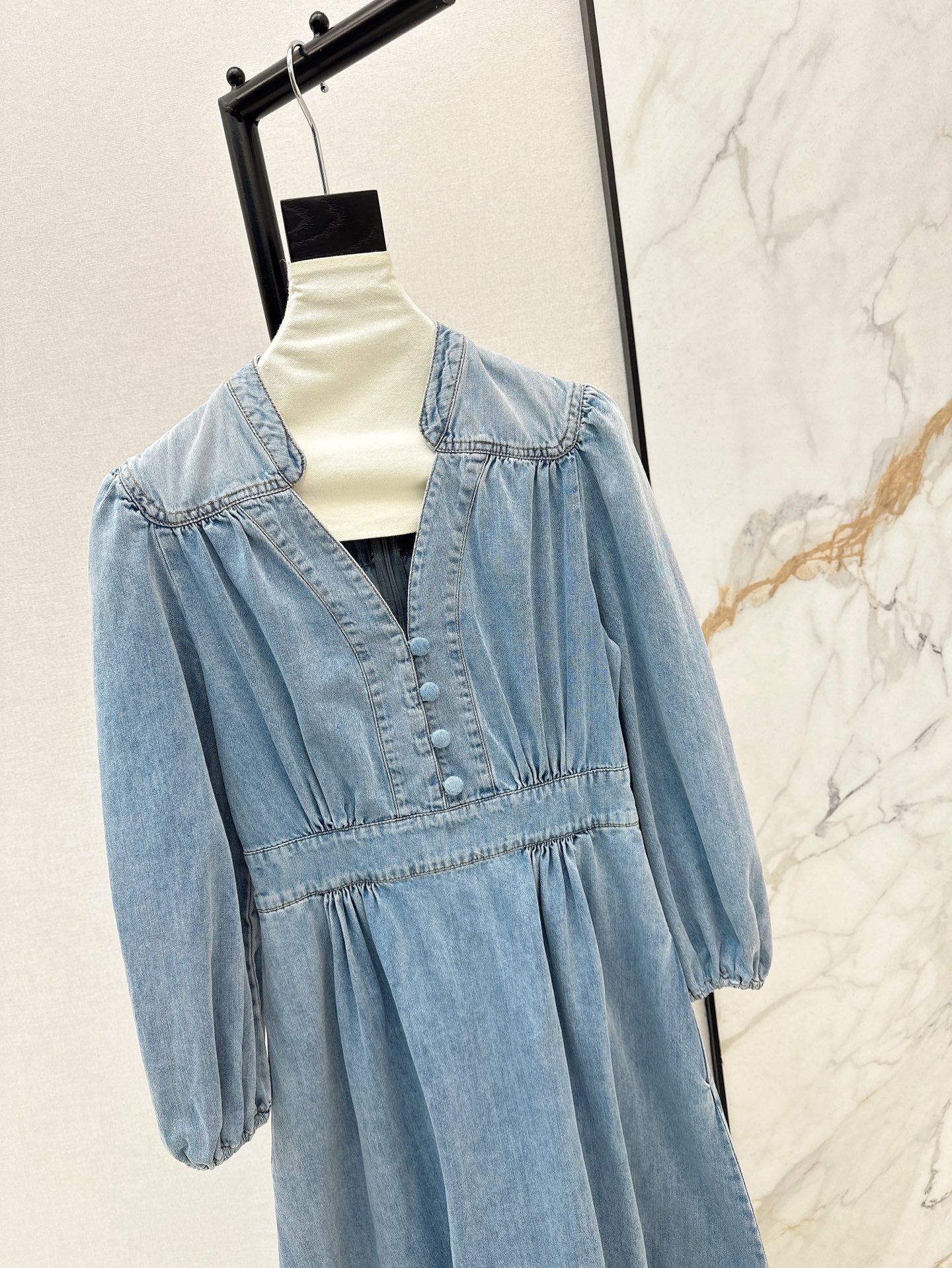 Zimm 25ss V neck denim dress