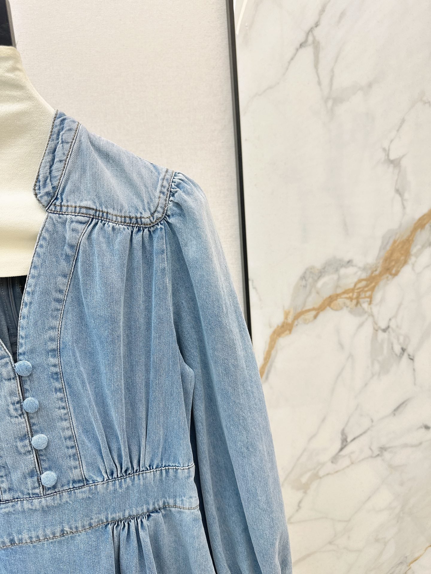 Zimm 25ss V neck denim dress