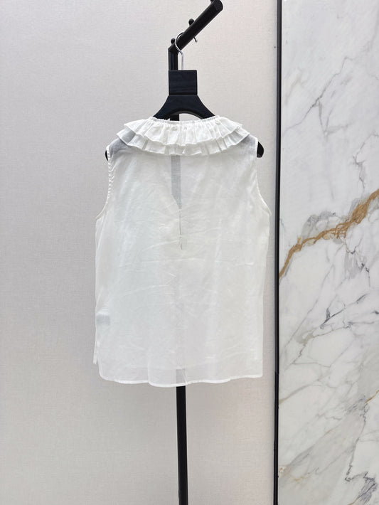 ch 25ss linen ruffle vest