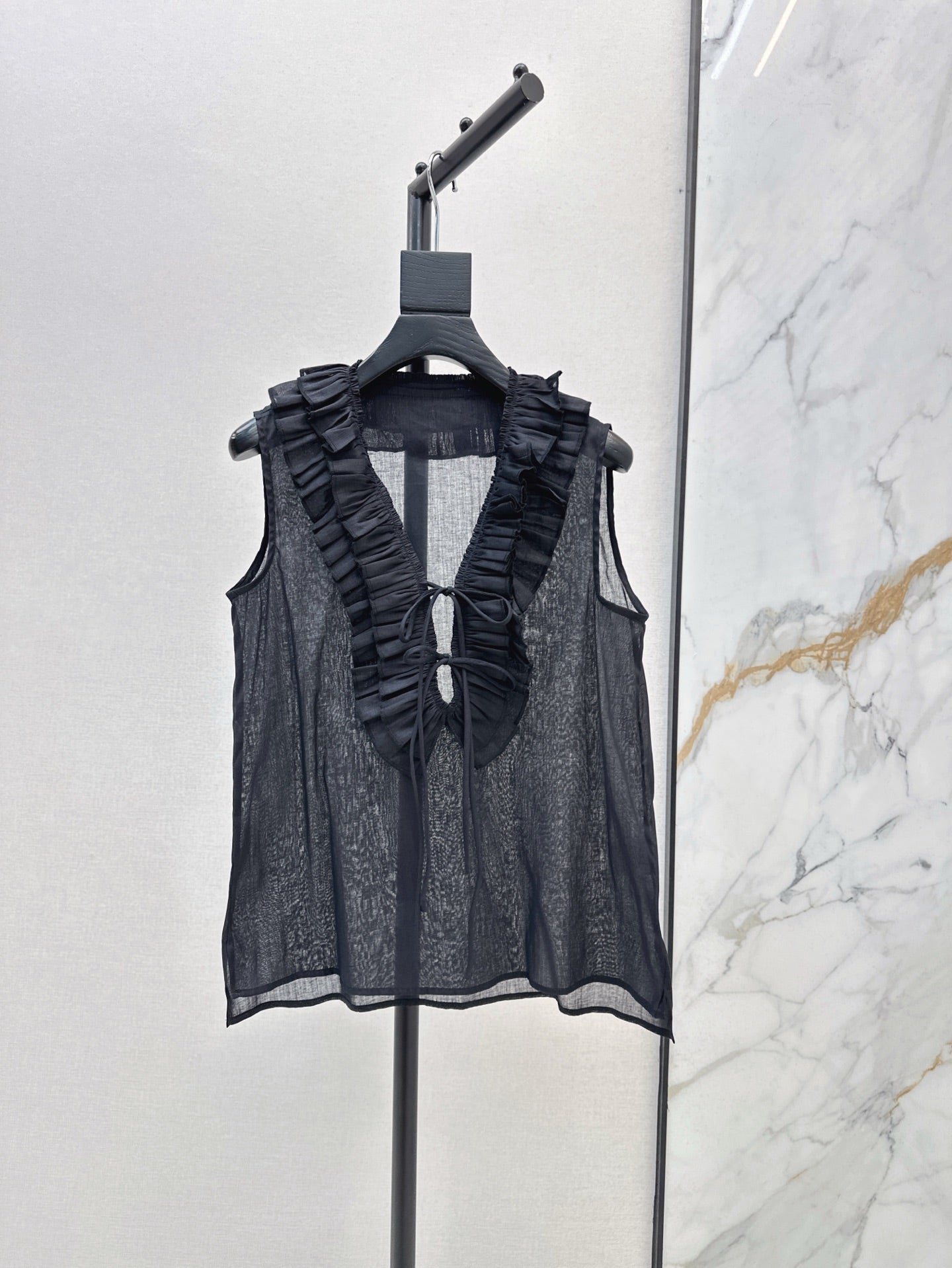 chan 25ss linen ruffle vest