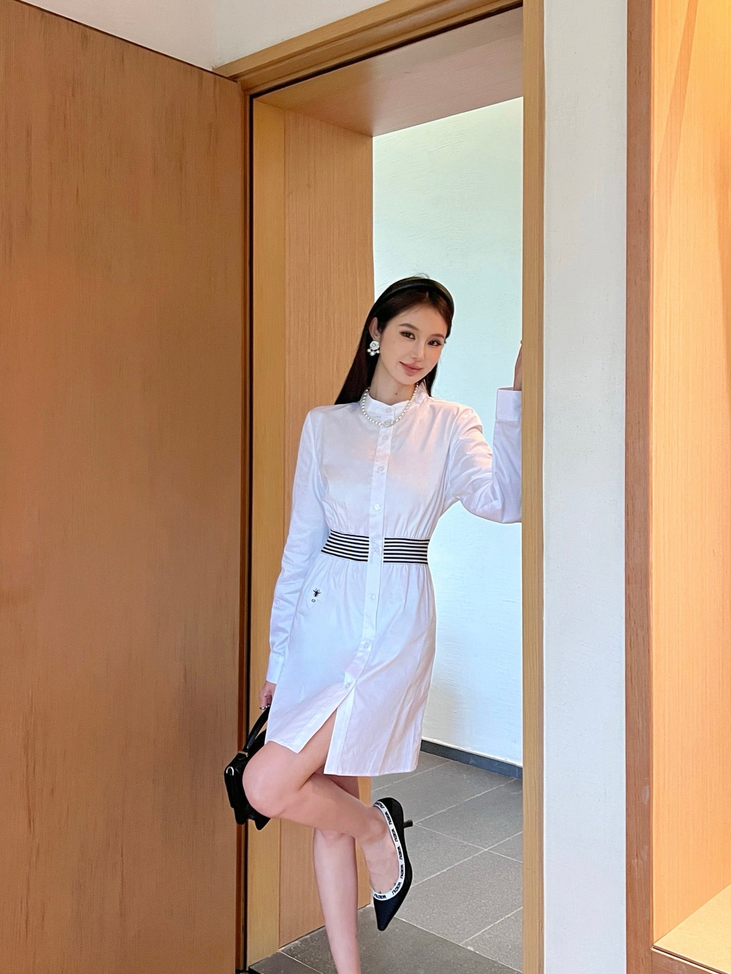 Dio 25ss webbing shirt dress