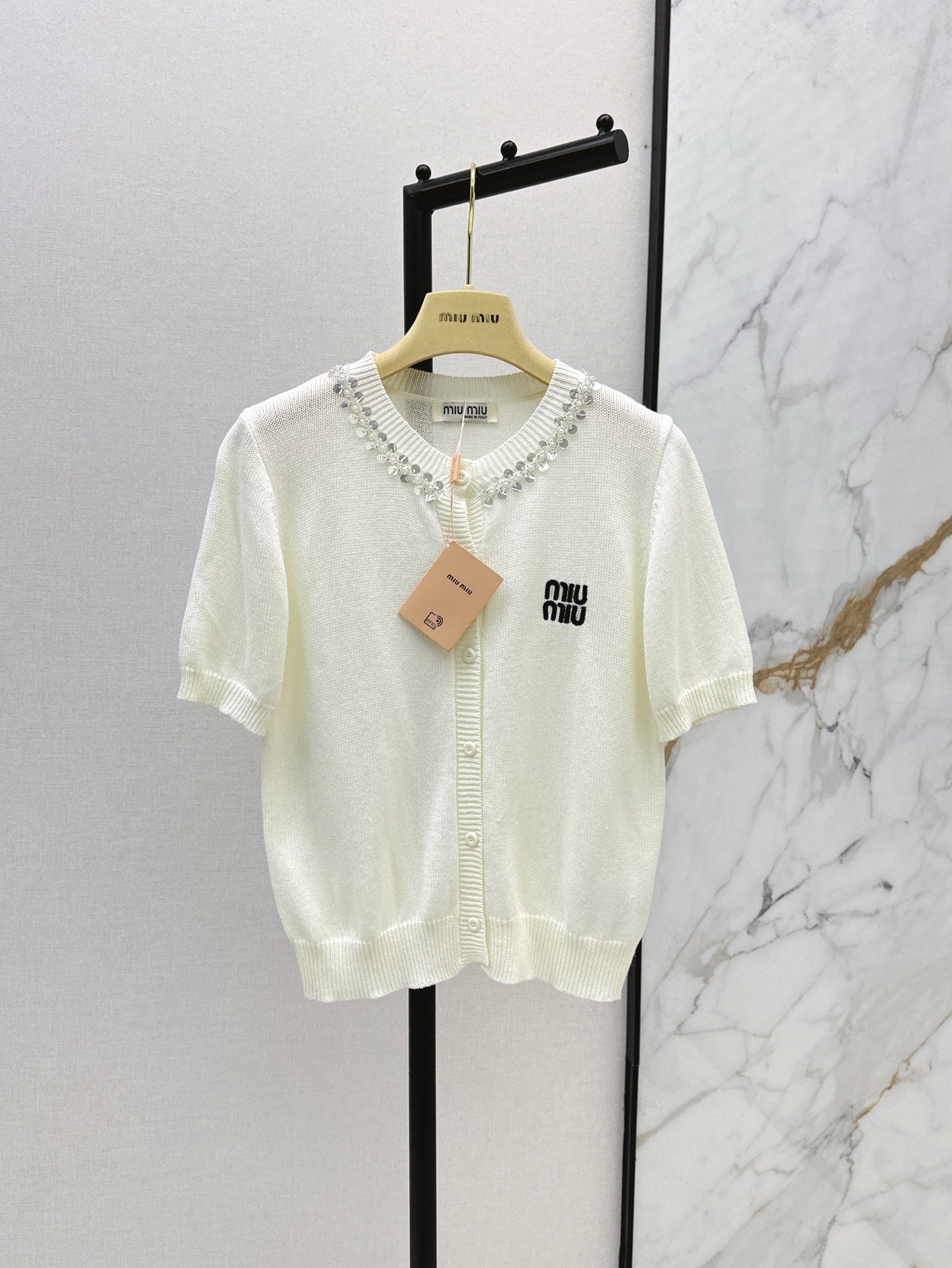 Miu 25ss beaded cardigan