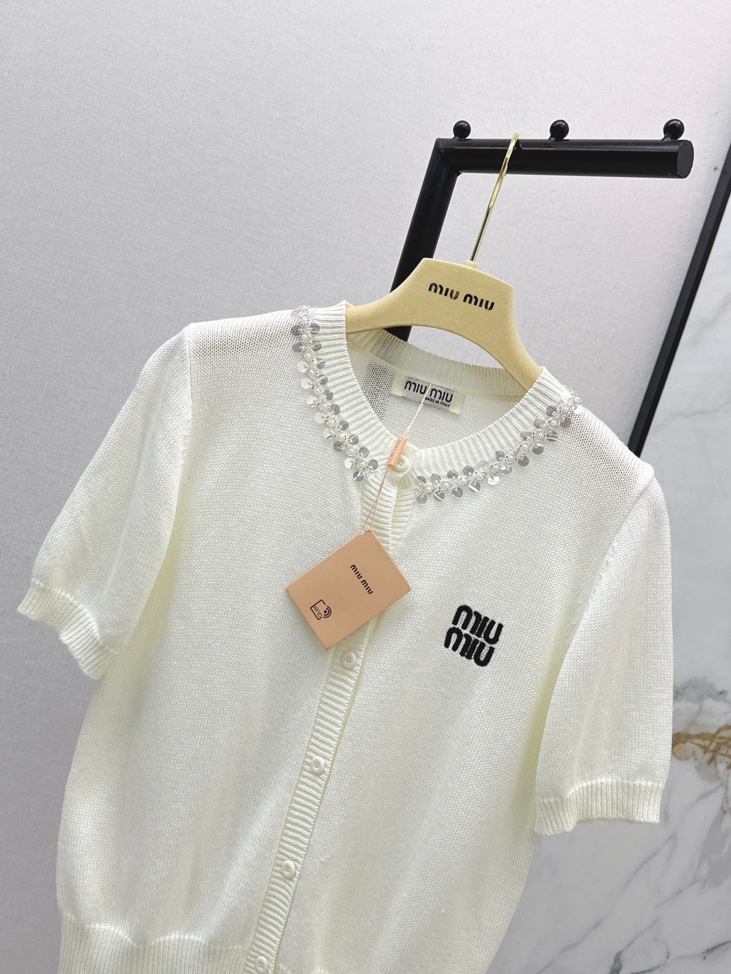 Miu 25ss beaded cardigan