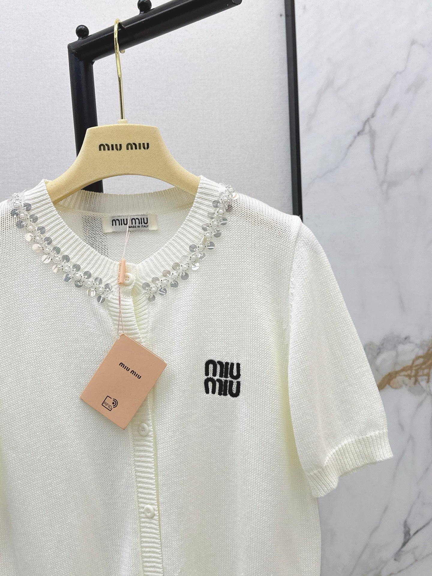 Miu 25ss beaded cardigan