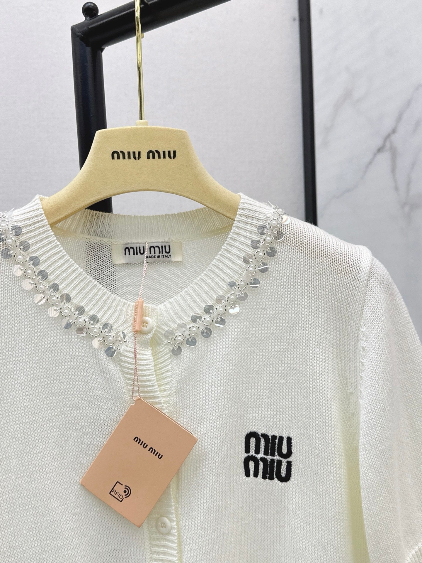 Miu 25ss beaded cardigan