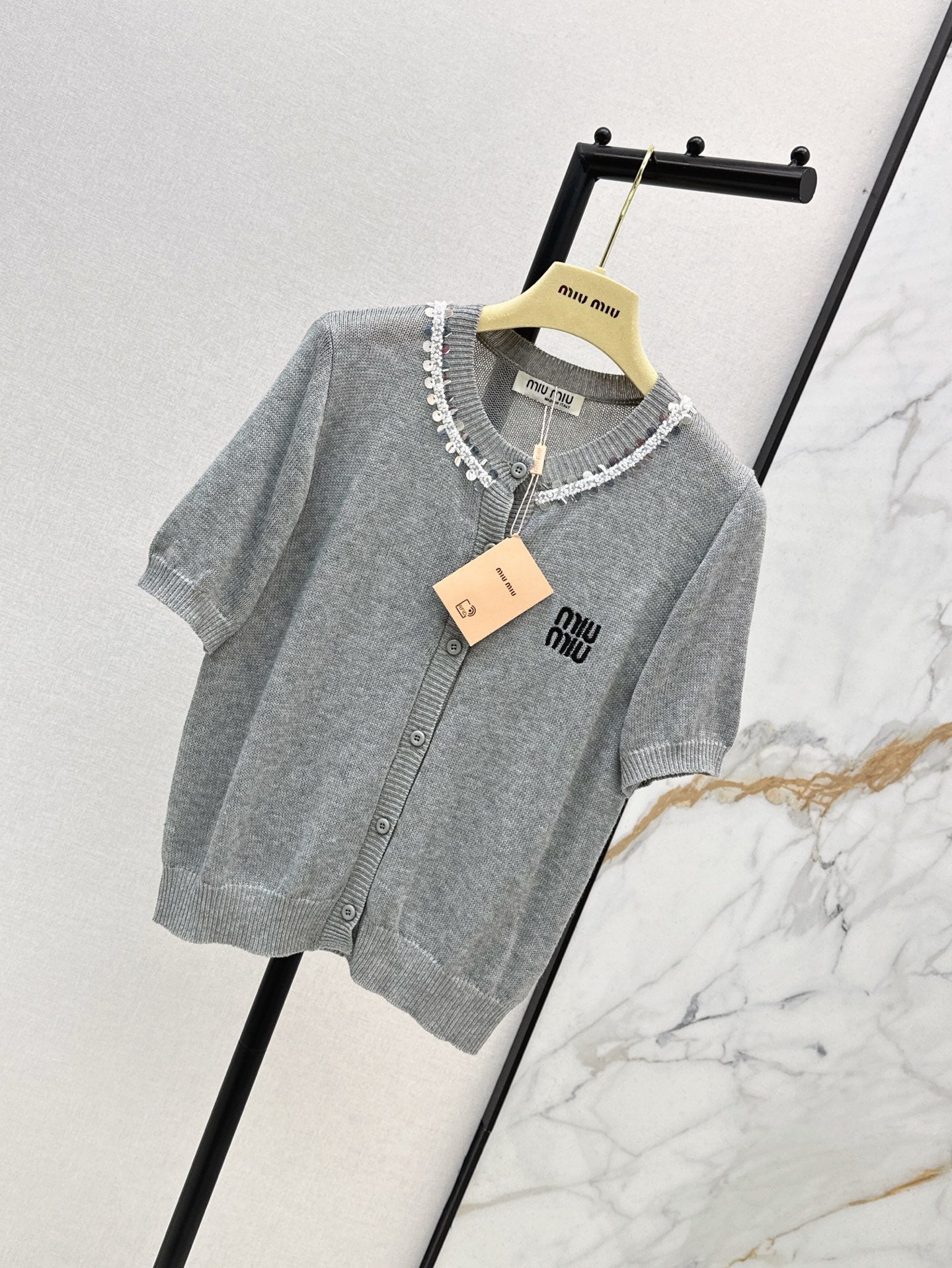 Miu 25ss beaded cardigan