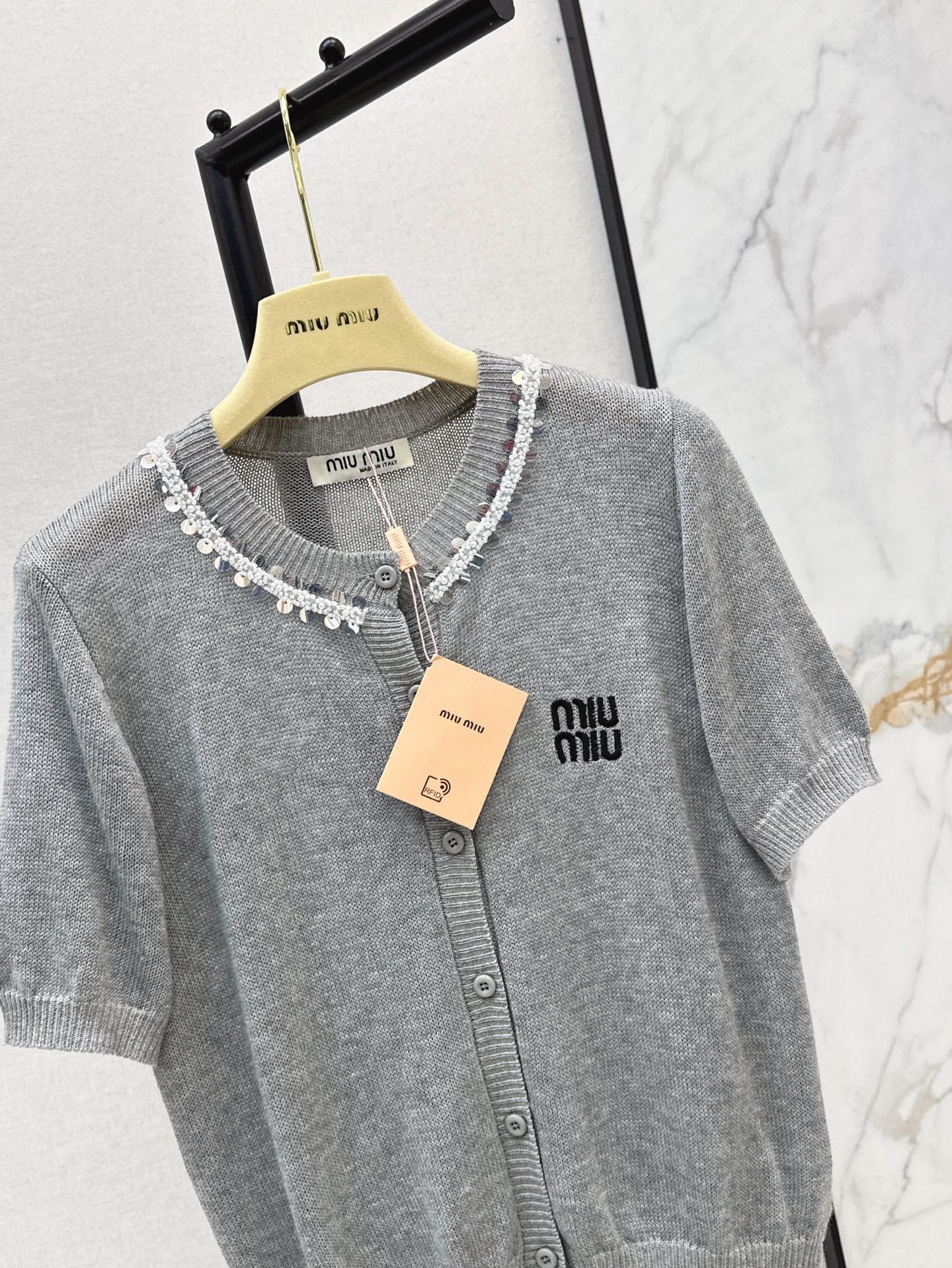 Miu 25ss beaded cardigan