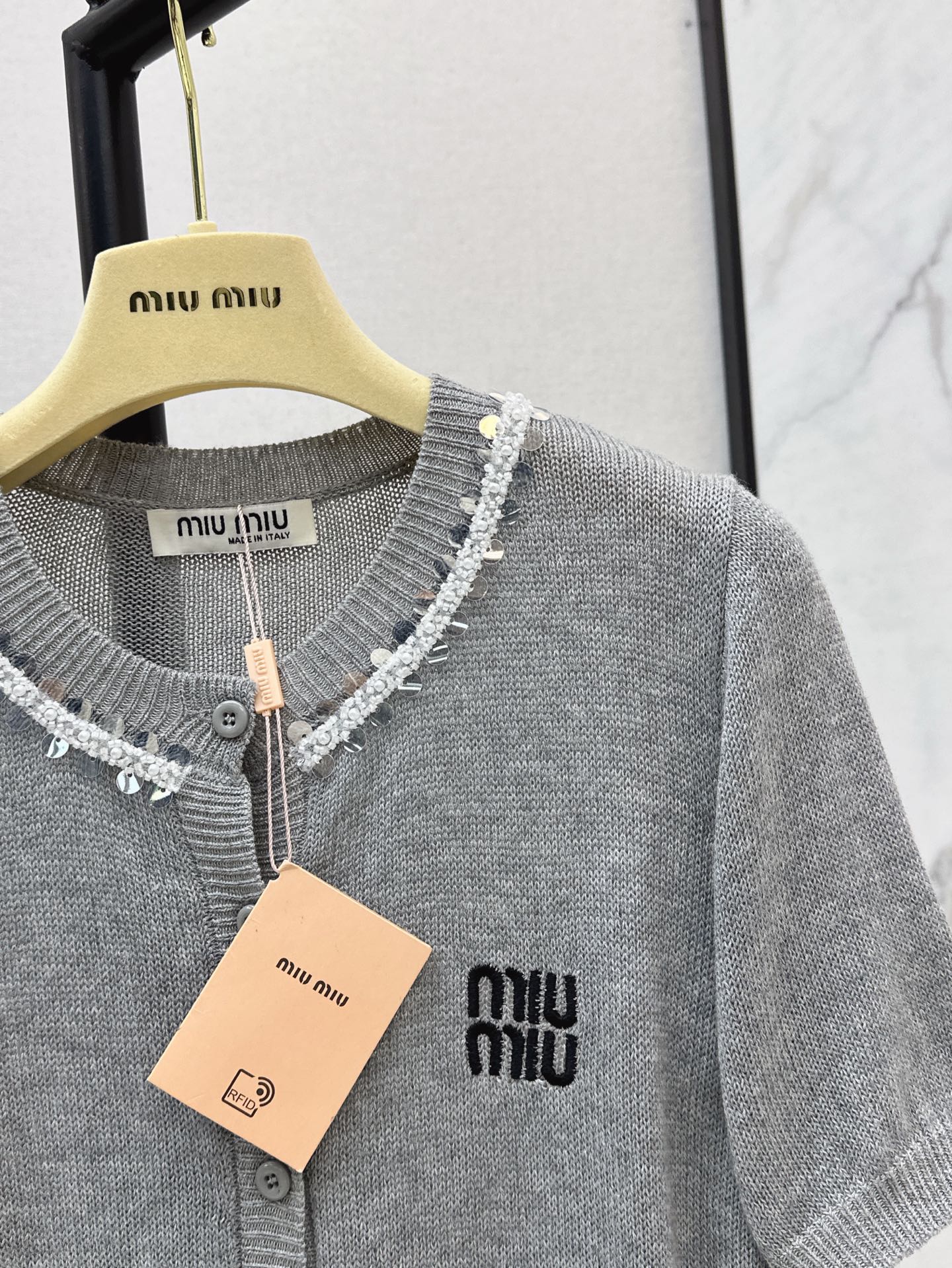 Miu 25ss beaded cardigan