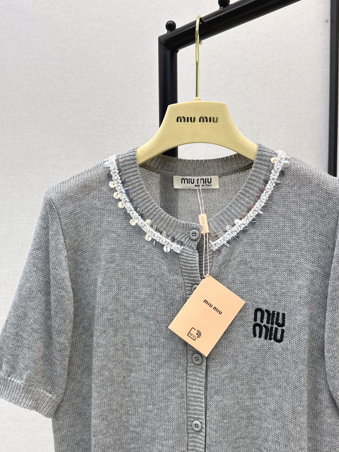 Miu 25ss beaded cardigan