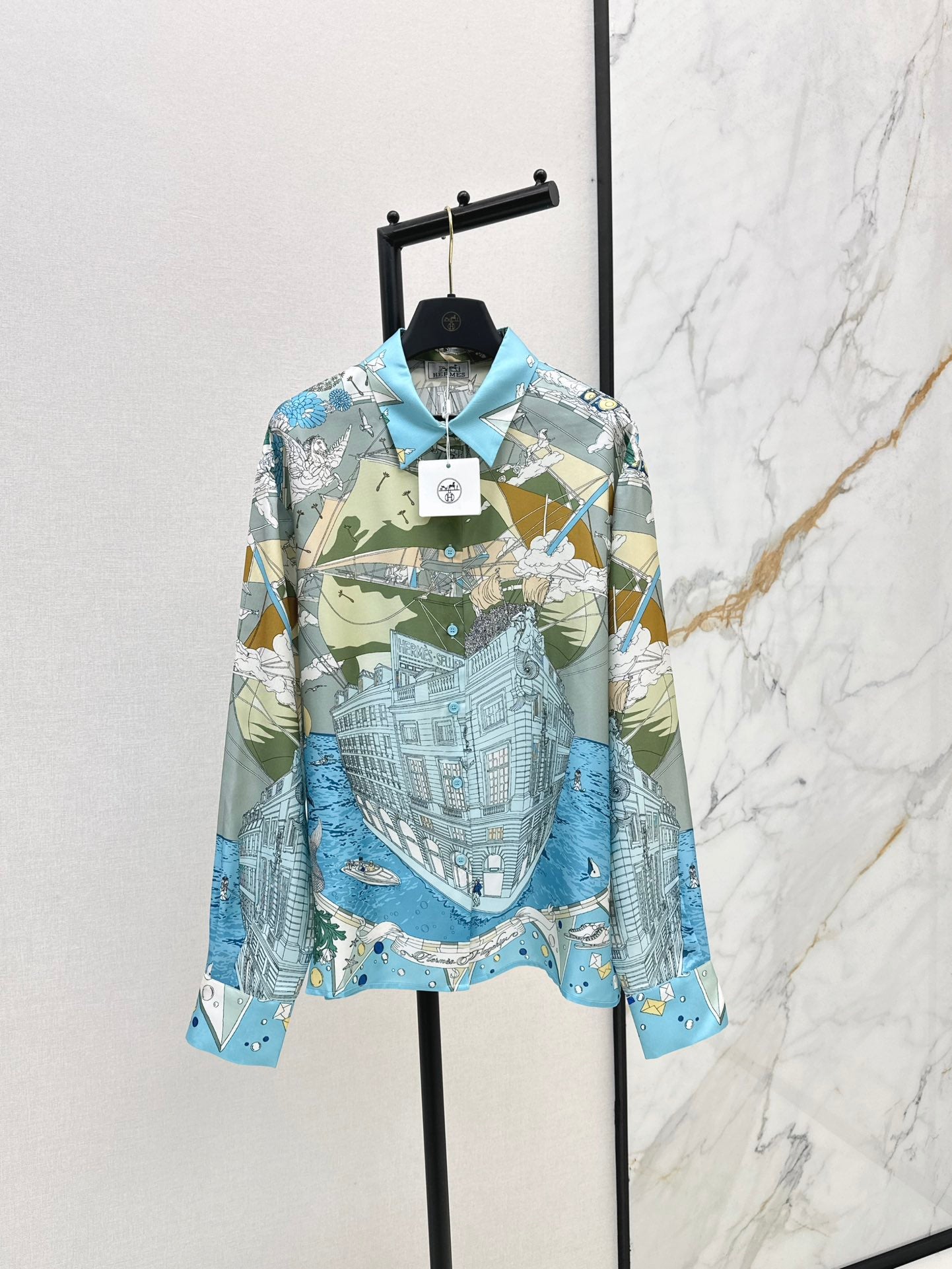 He 24ss print silk shirt