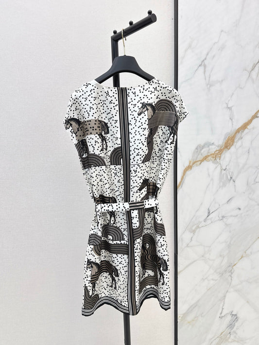 He 25ss print silk dress