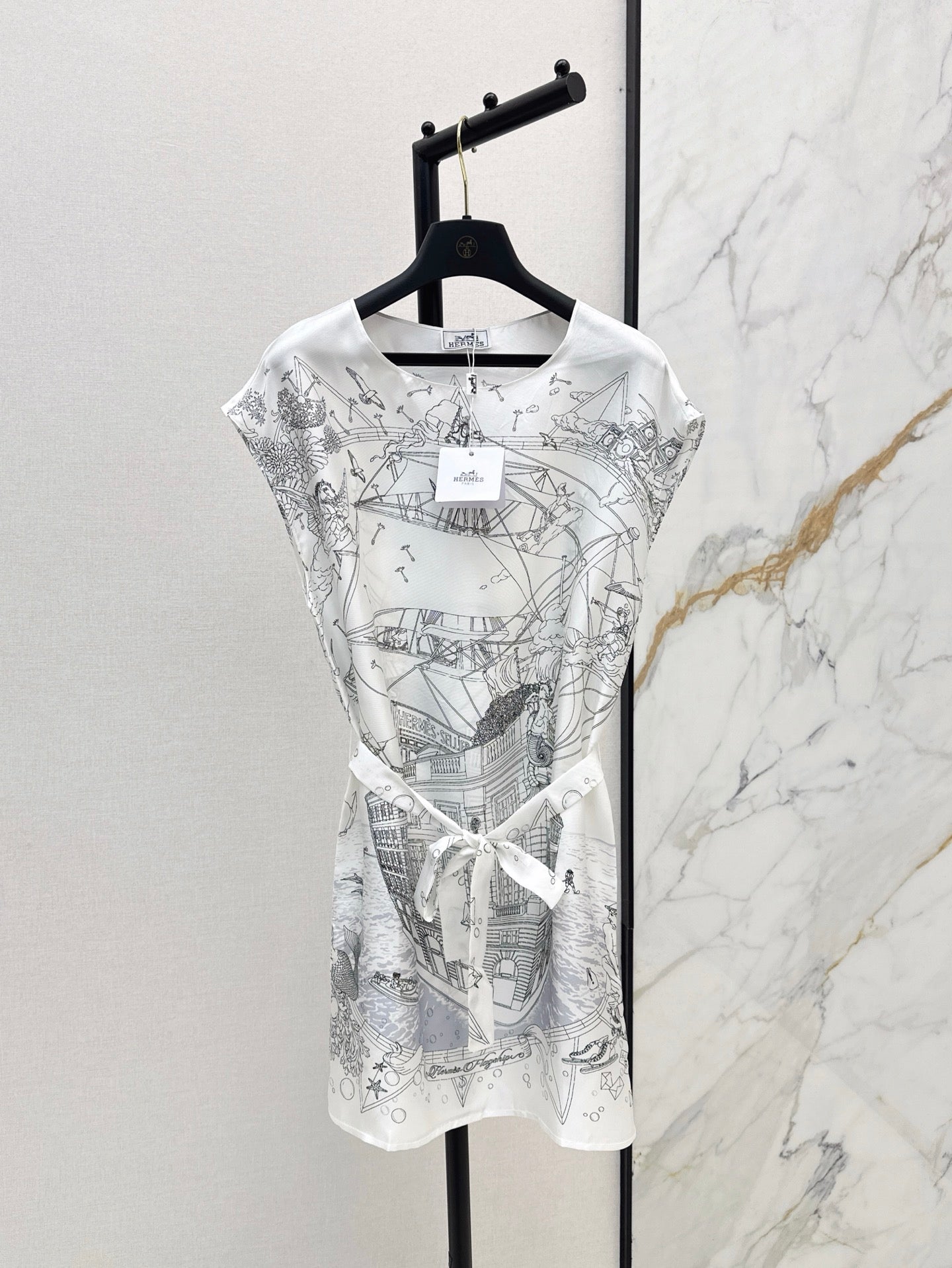 He 25ss print silk dress
