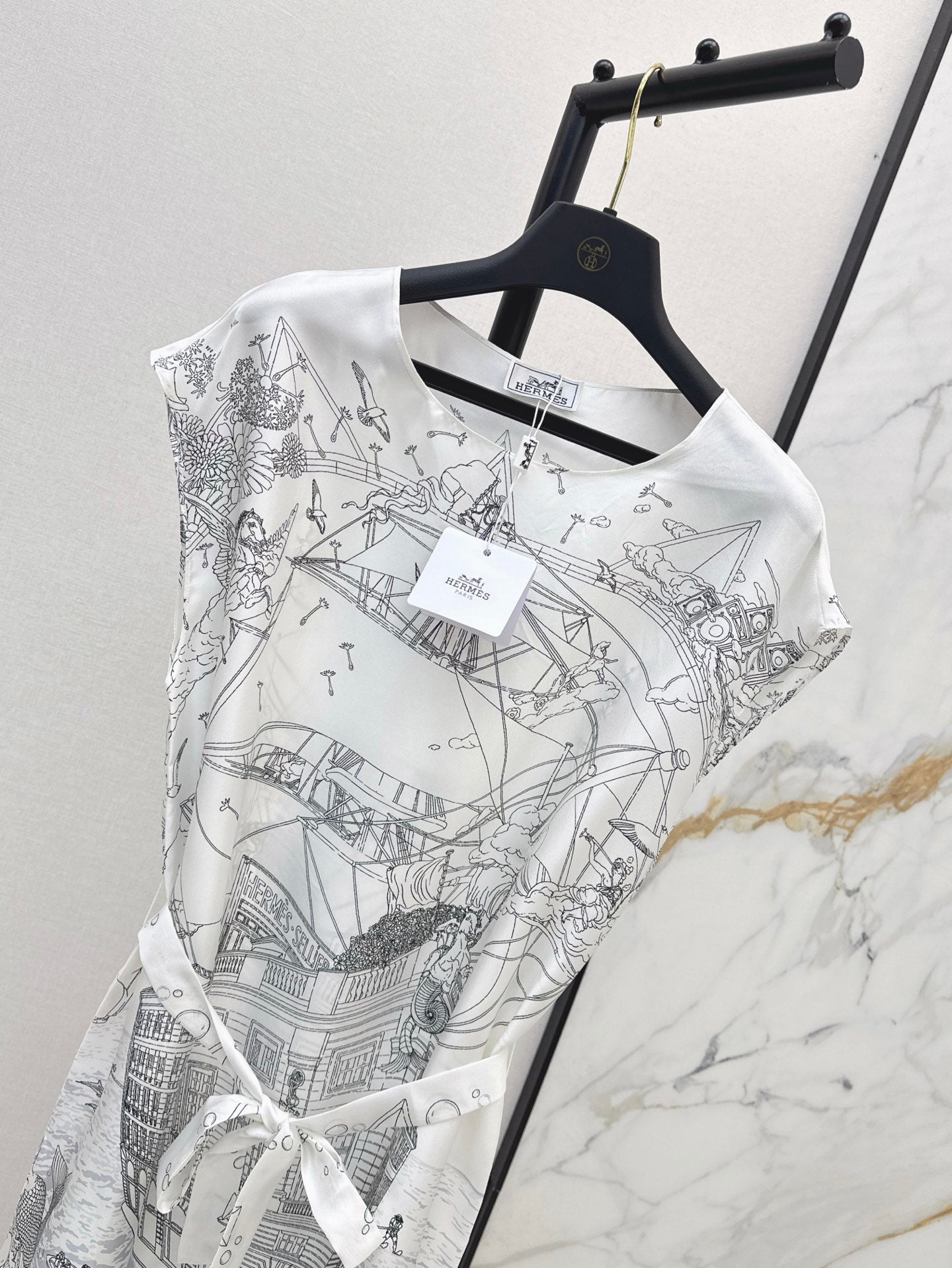 He 25ss print silk dress