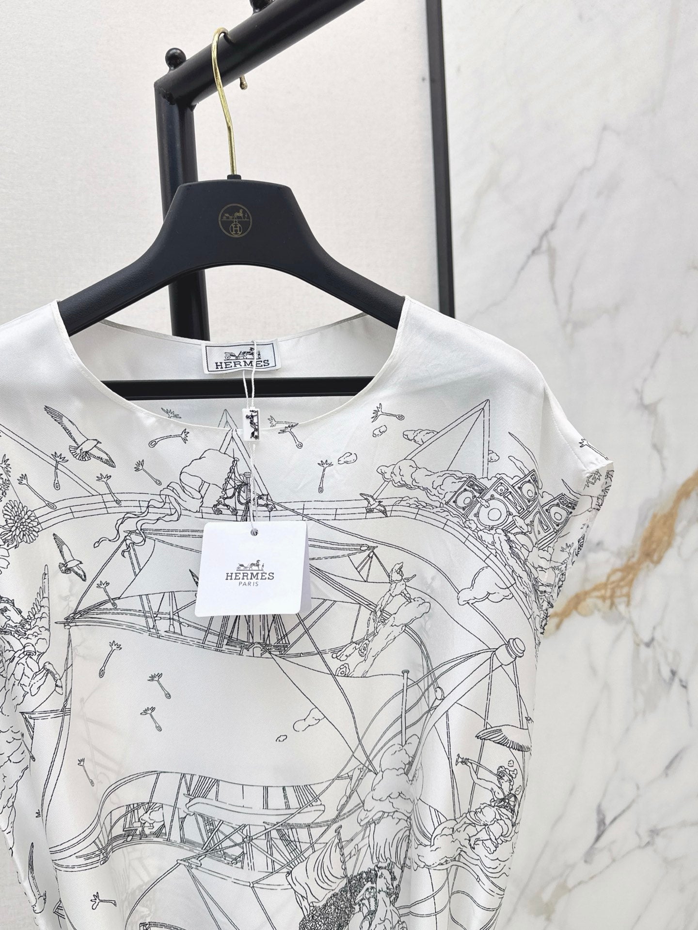 He 25ss print silk dress