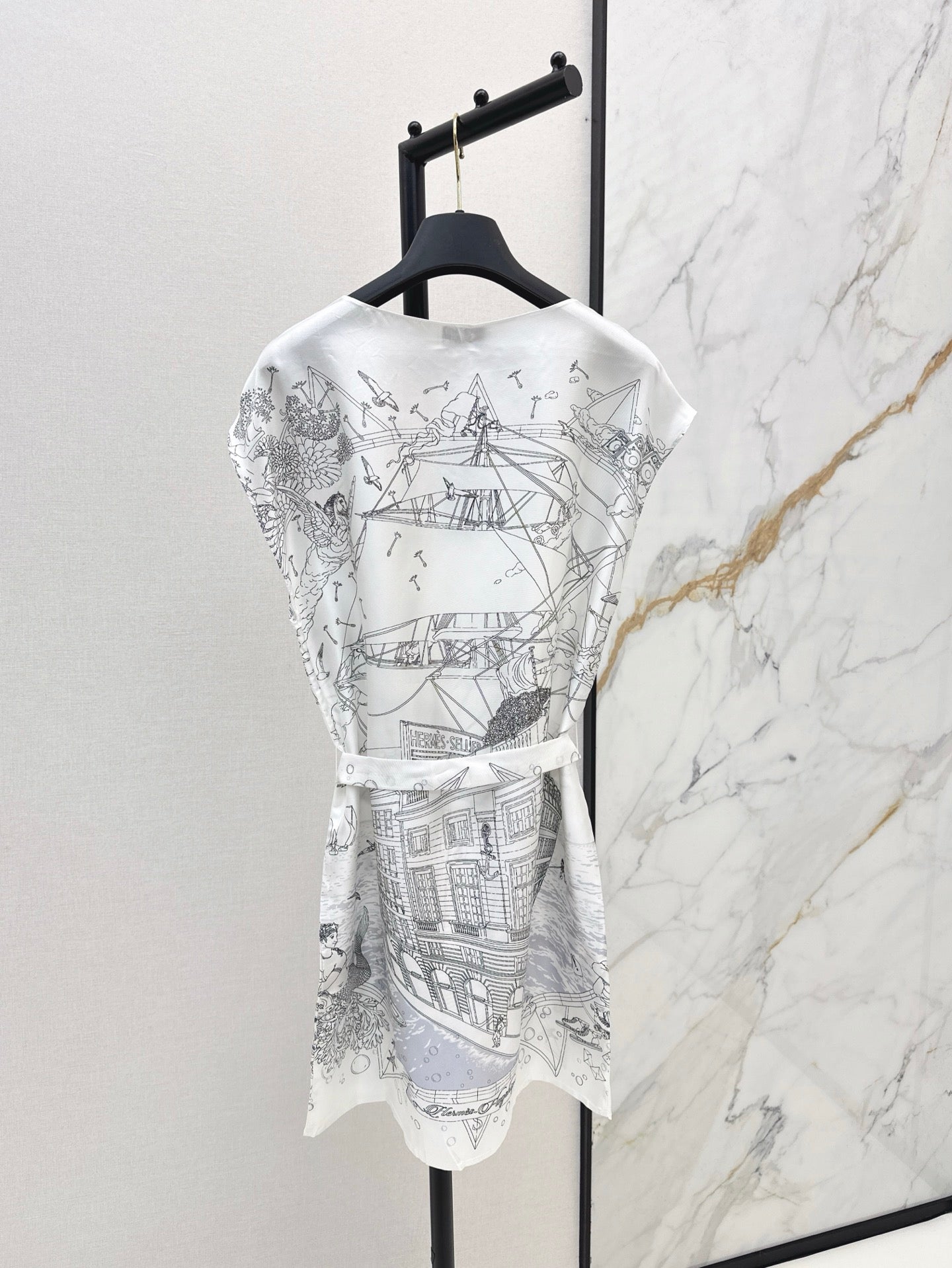 He 25ss print silk dress