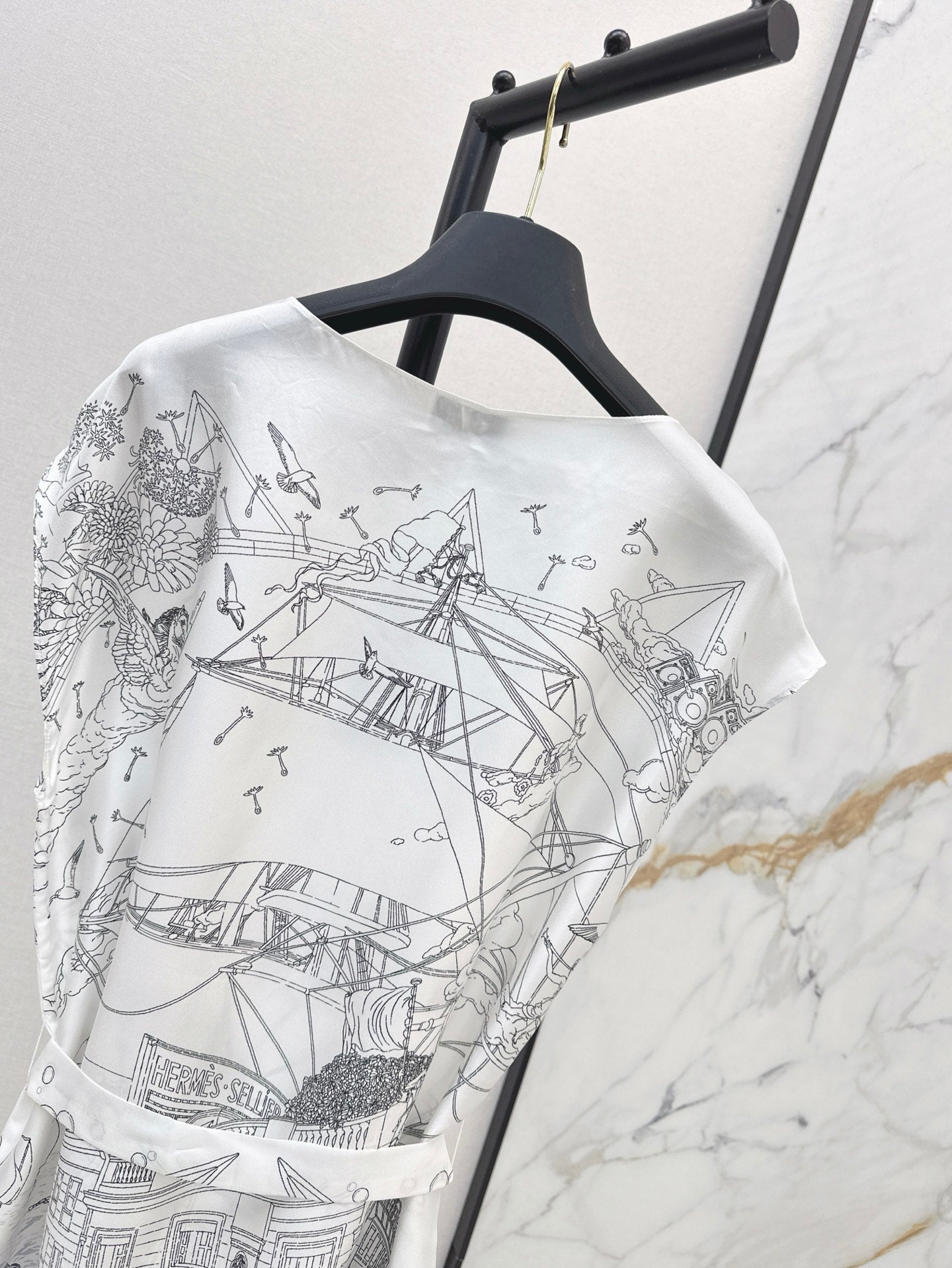 He 25ss print silk dress