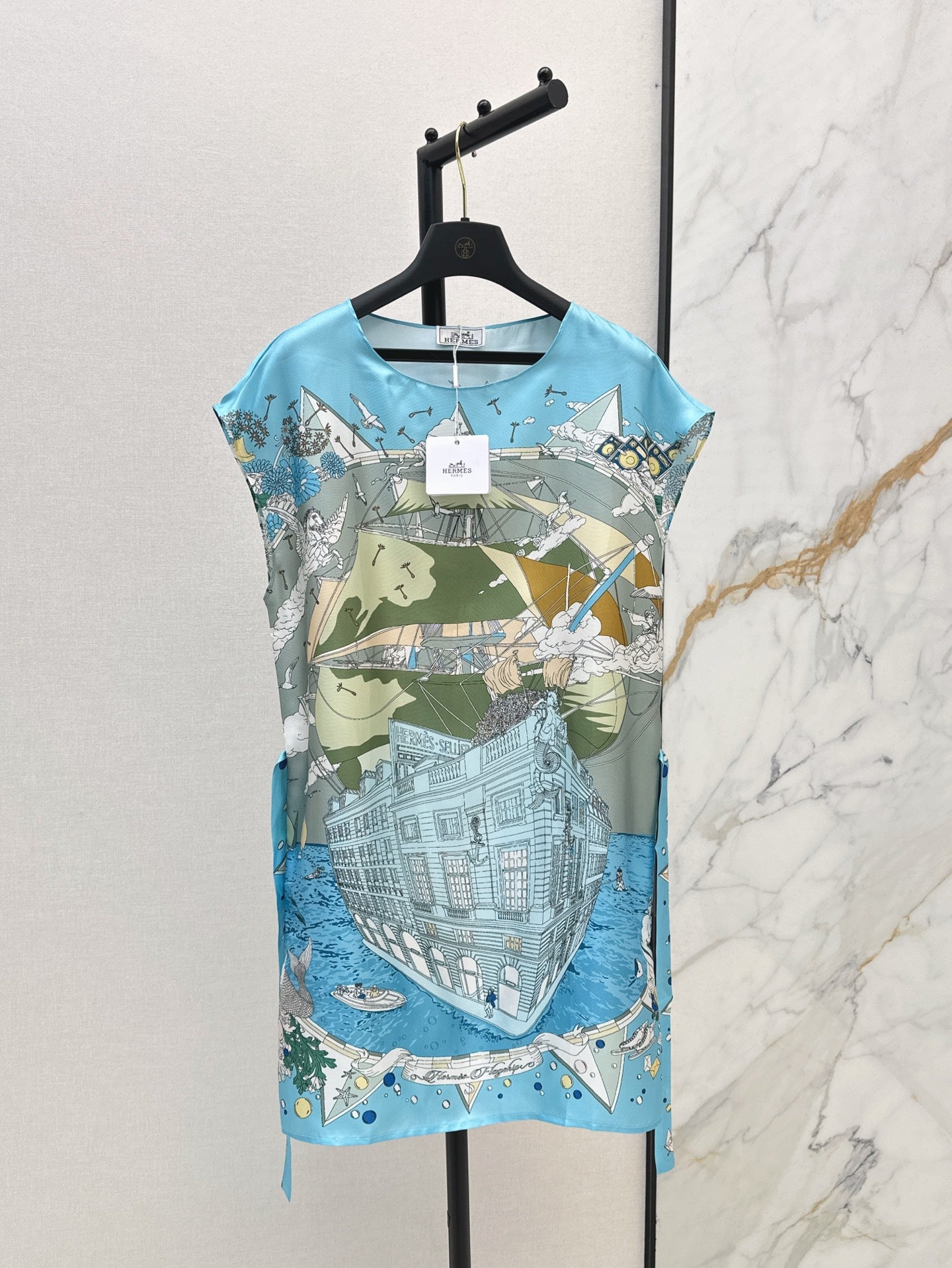 He 25ss print silk dress