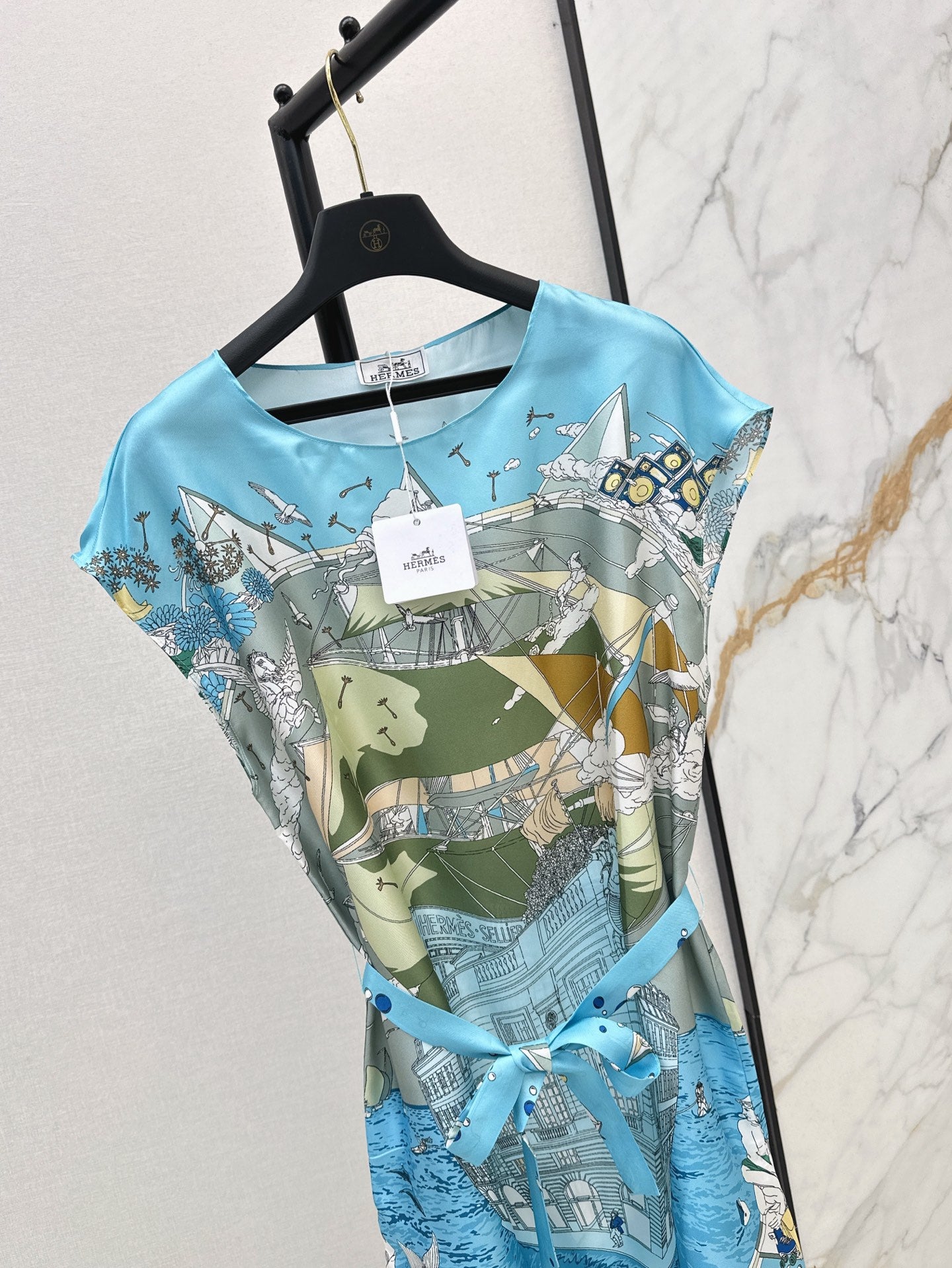 He 25ss print silk dress